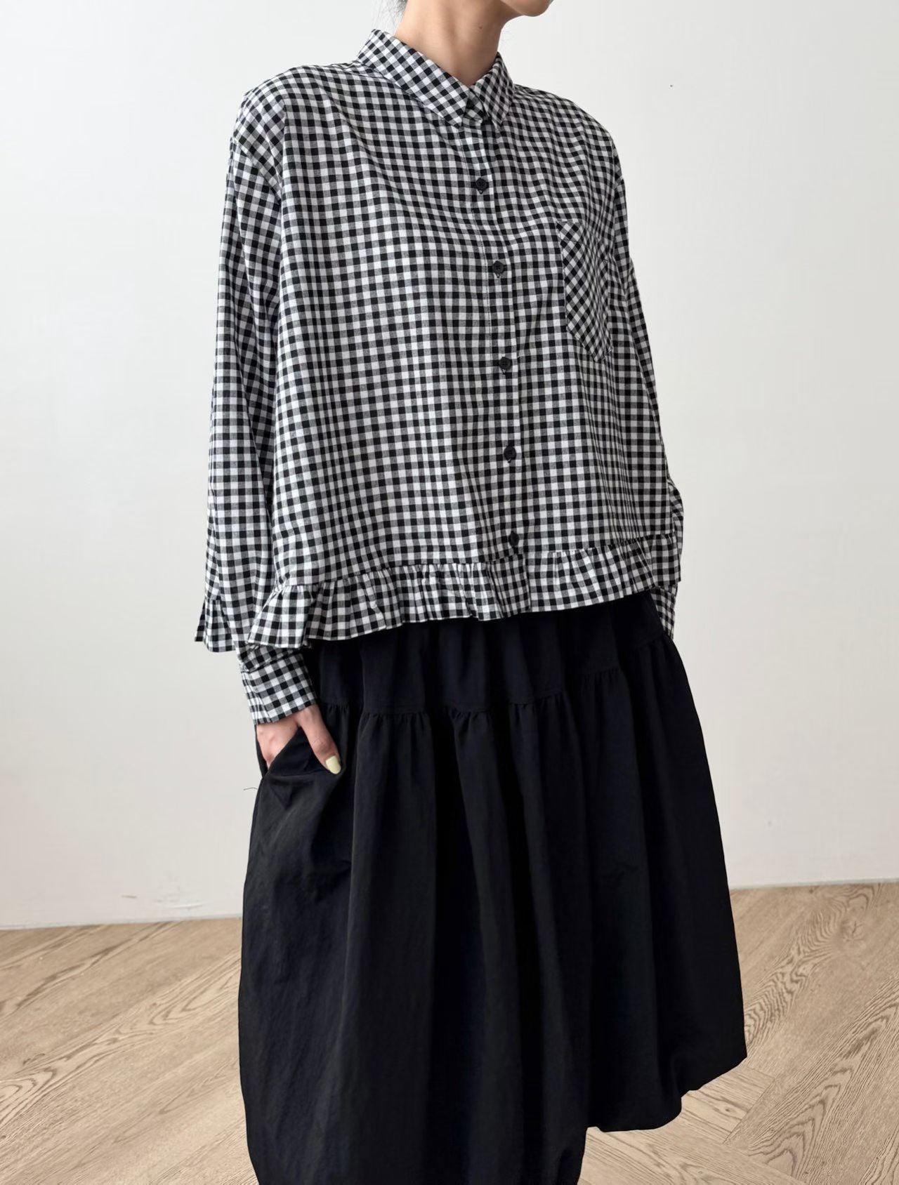 【新品優惠】下擺ruffle反領恤top丨3 col