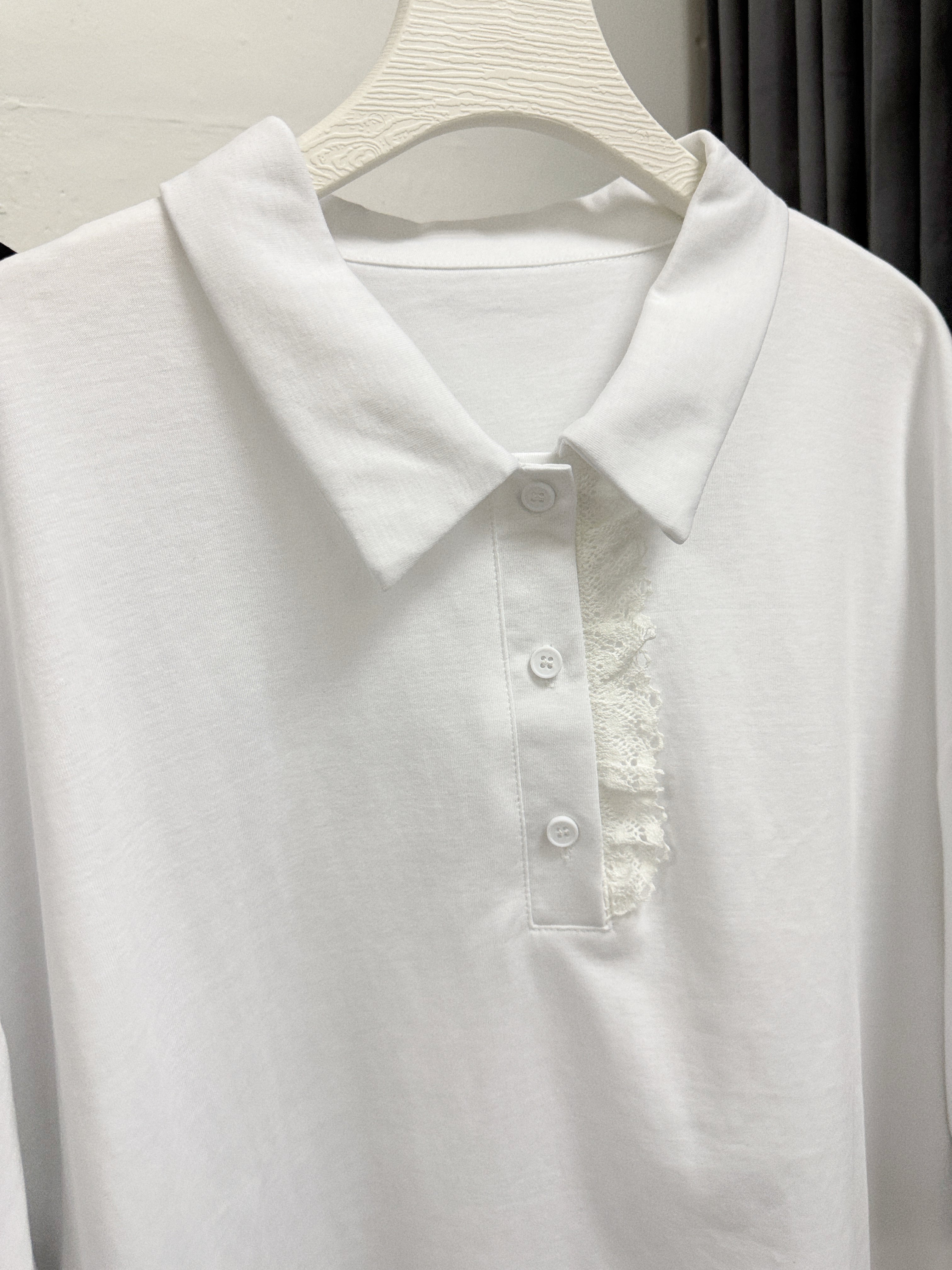 【SALE】拼lace有領top丨白