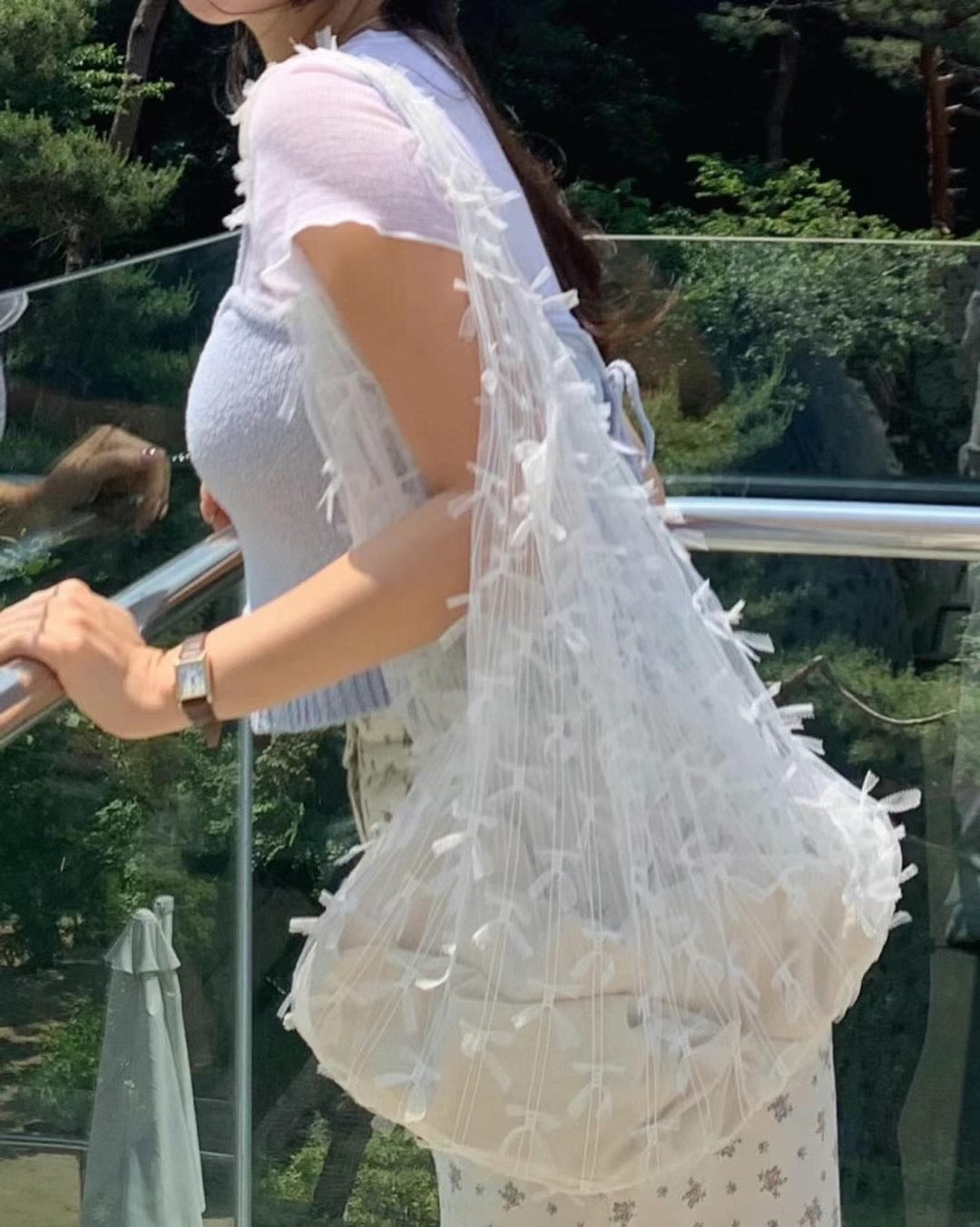 【SALE】蝴蝶結紗紗tote bag｜2 col