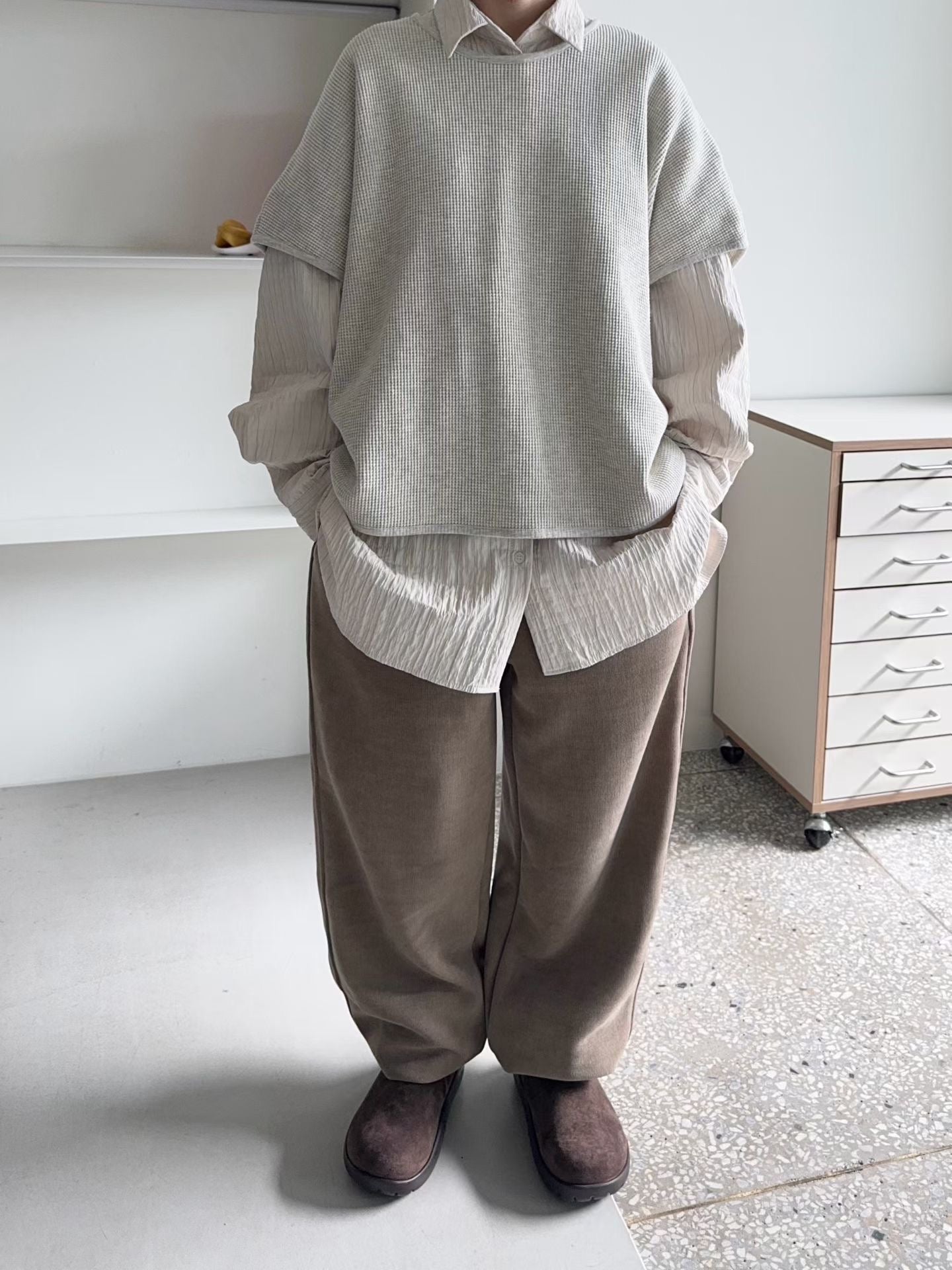 窩夫格紋背心外搭丨3 col