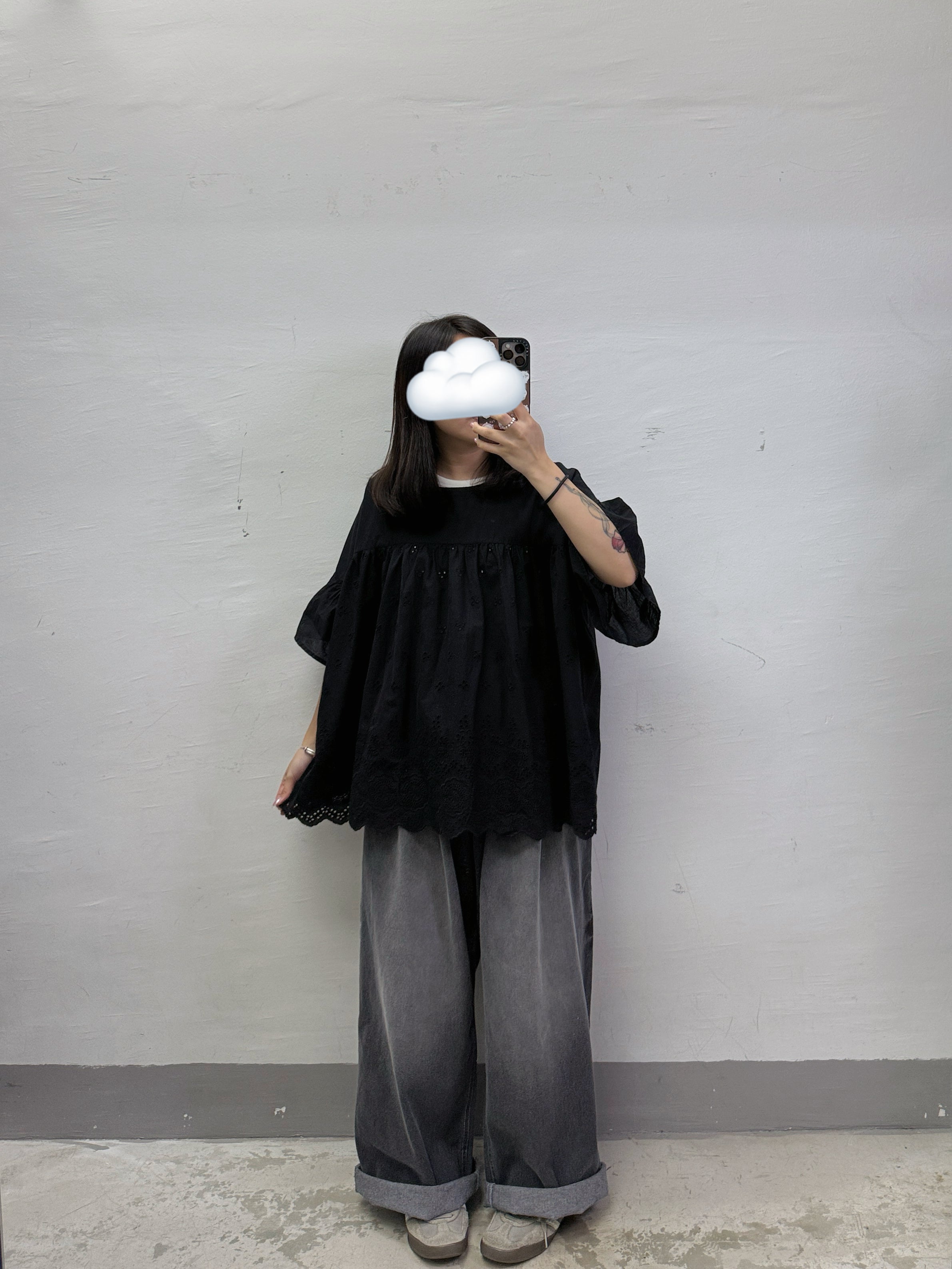 【SALE】簡約通花娃娃top丨白