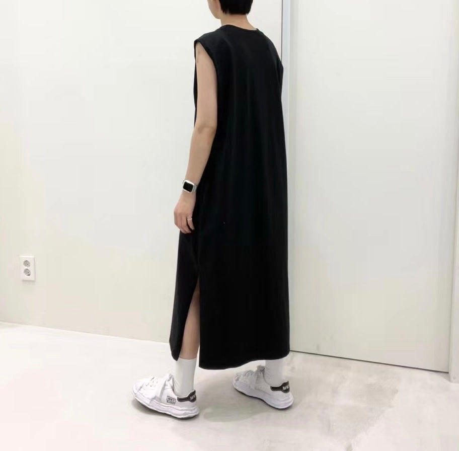 【SALE】兩側開叉背心ops丨白