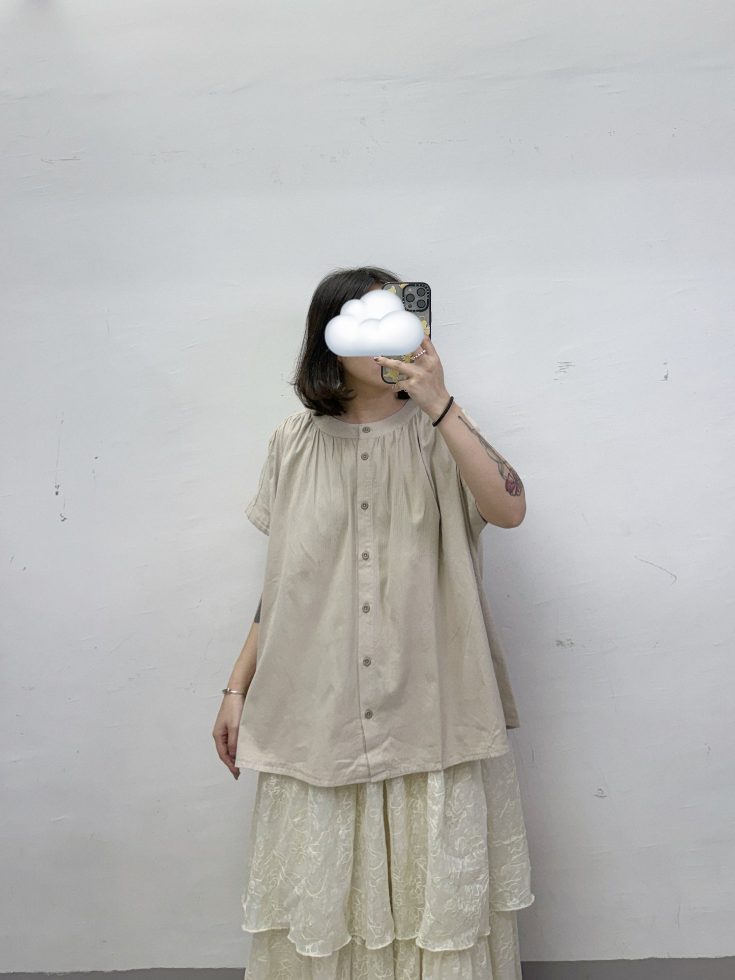 【SALE】圓領暗紋闊型上衣
