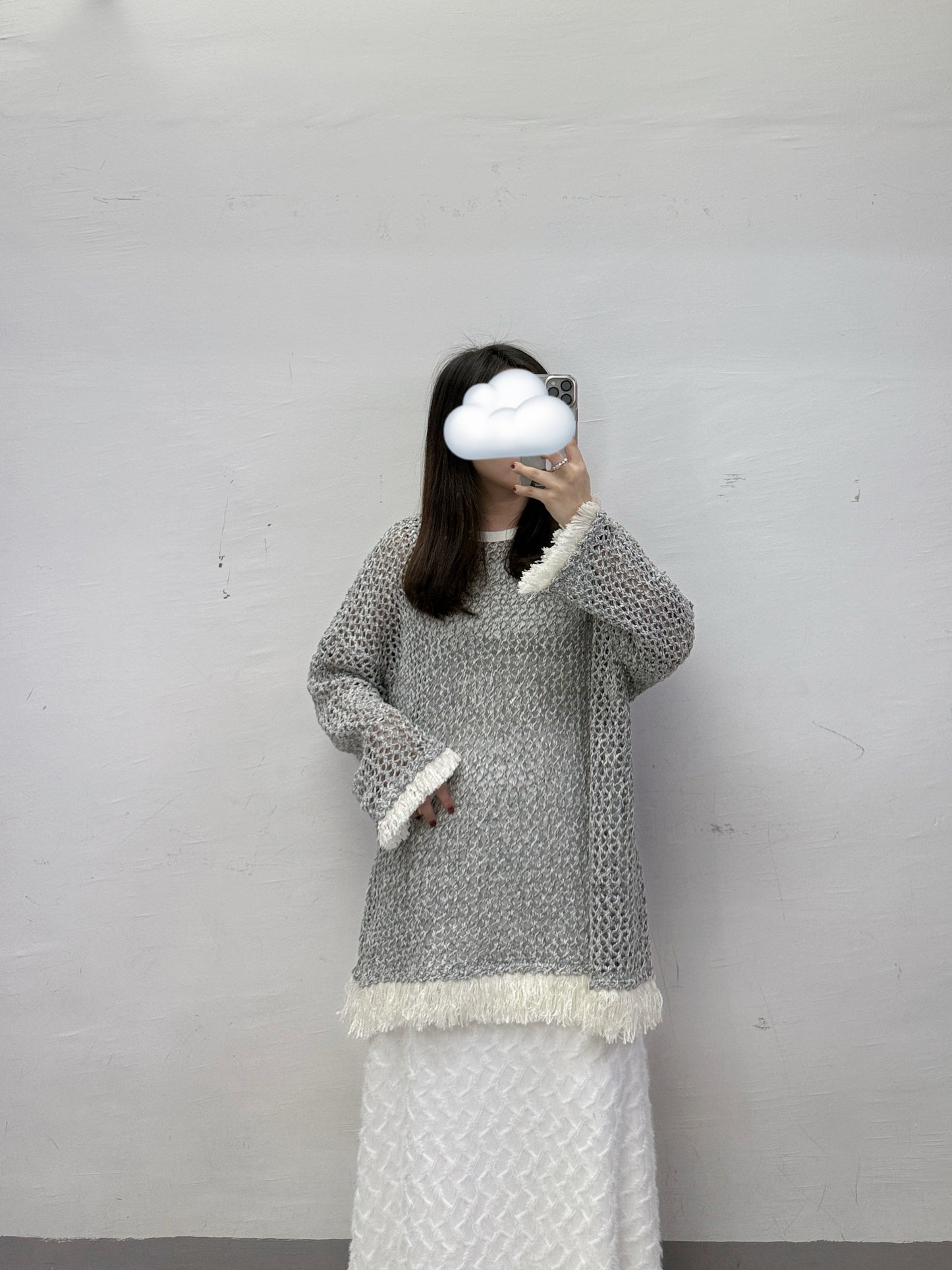 下擺流蘇網網針織上衣丨3 col