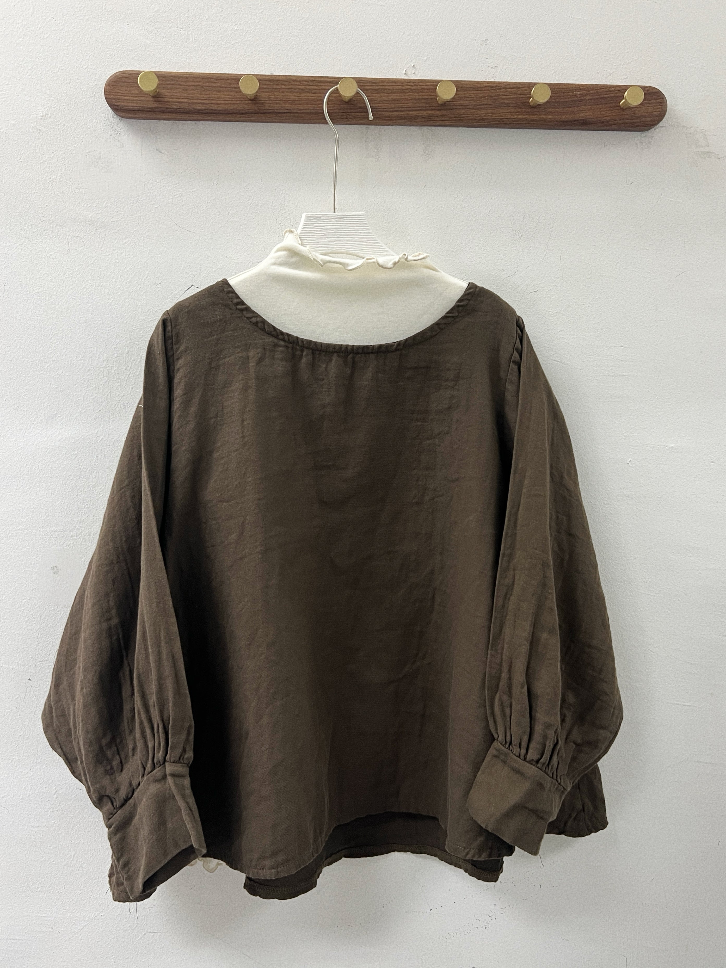 棉料束袖傘型top