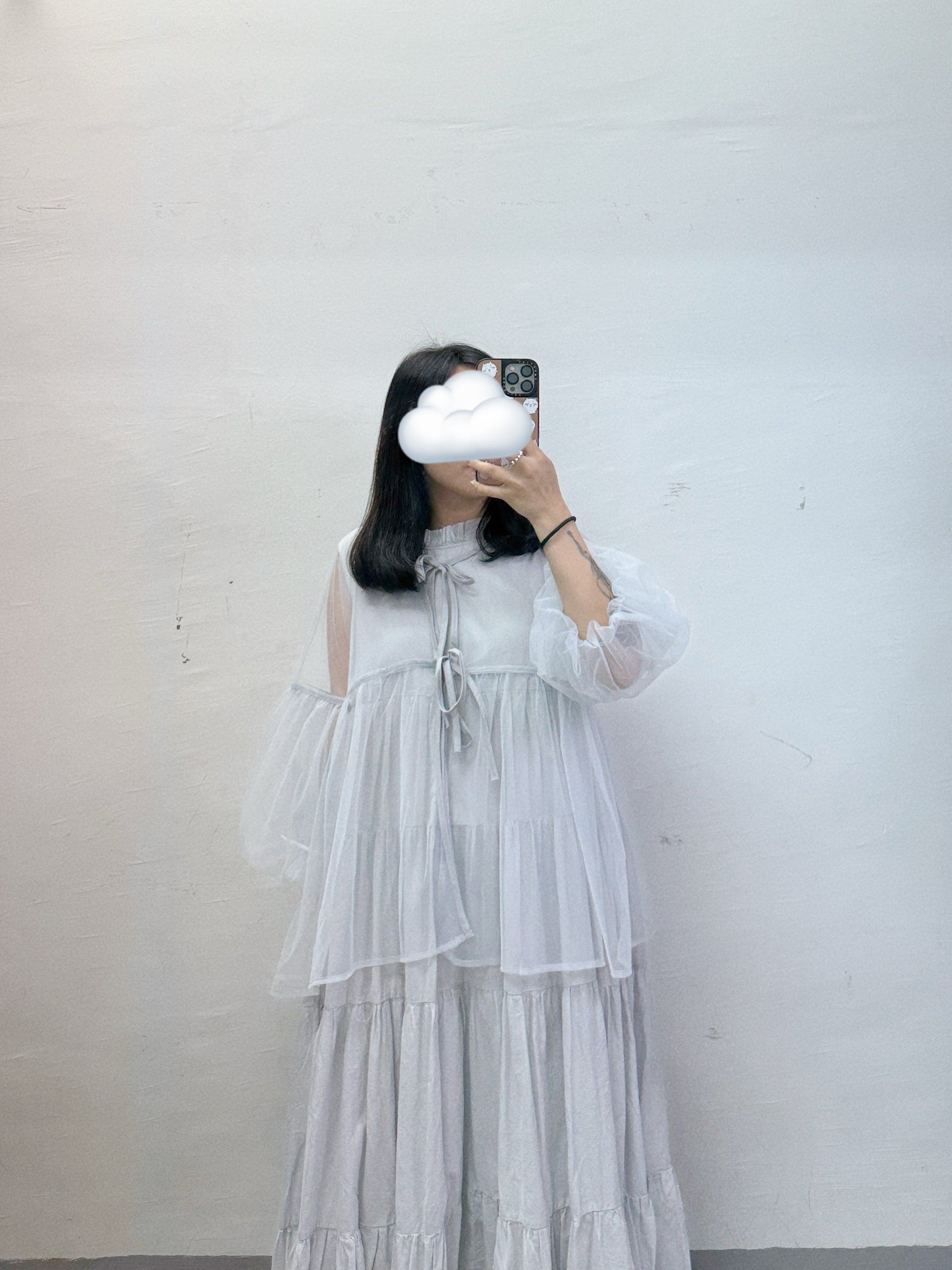 【SALE】泡泡袖綁帶紗外搭丨2 col