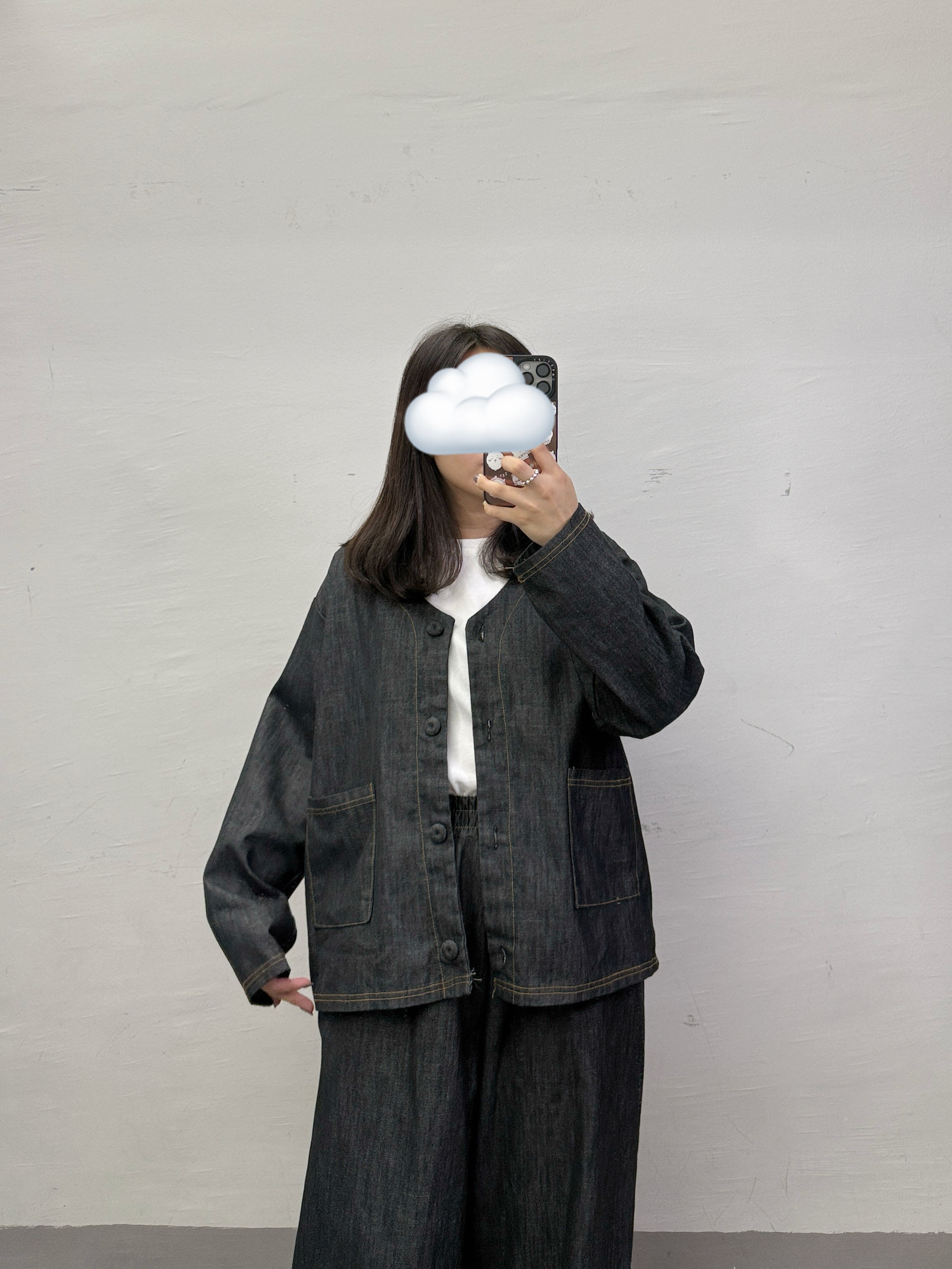 薄牛仔布V領外襯丨2 col