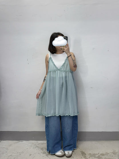 【新品優惠】ruffle邊透紗中長外搭丨3 col