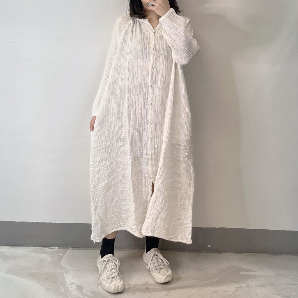 bb棉小v領排鈕ops｜杏