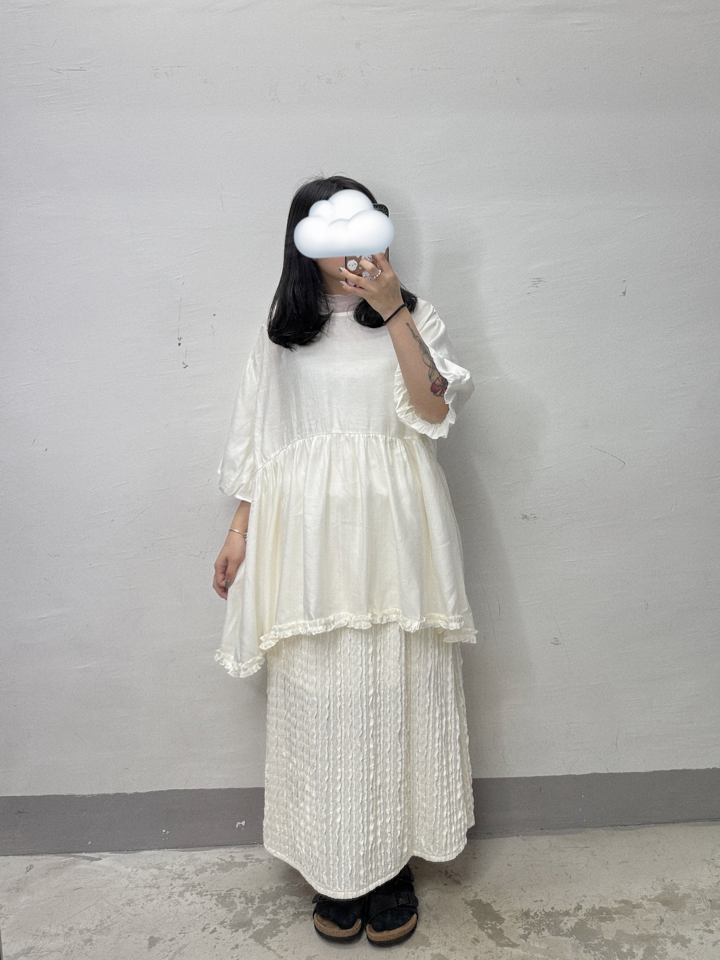 【SALE】泡泡袖下擺ruffle邊top丨4 col