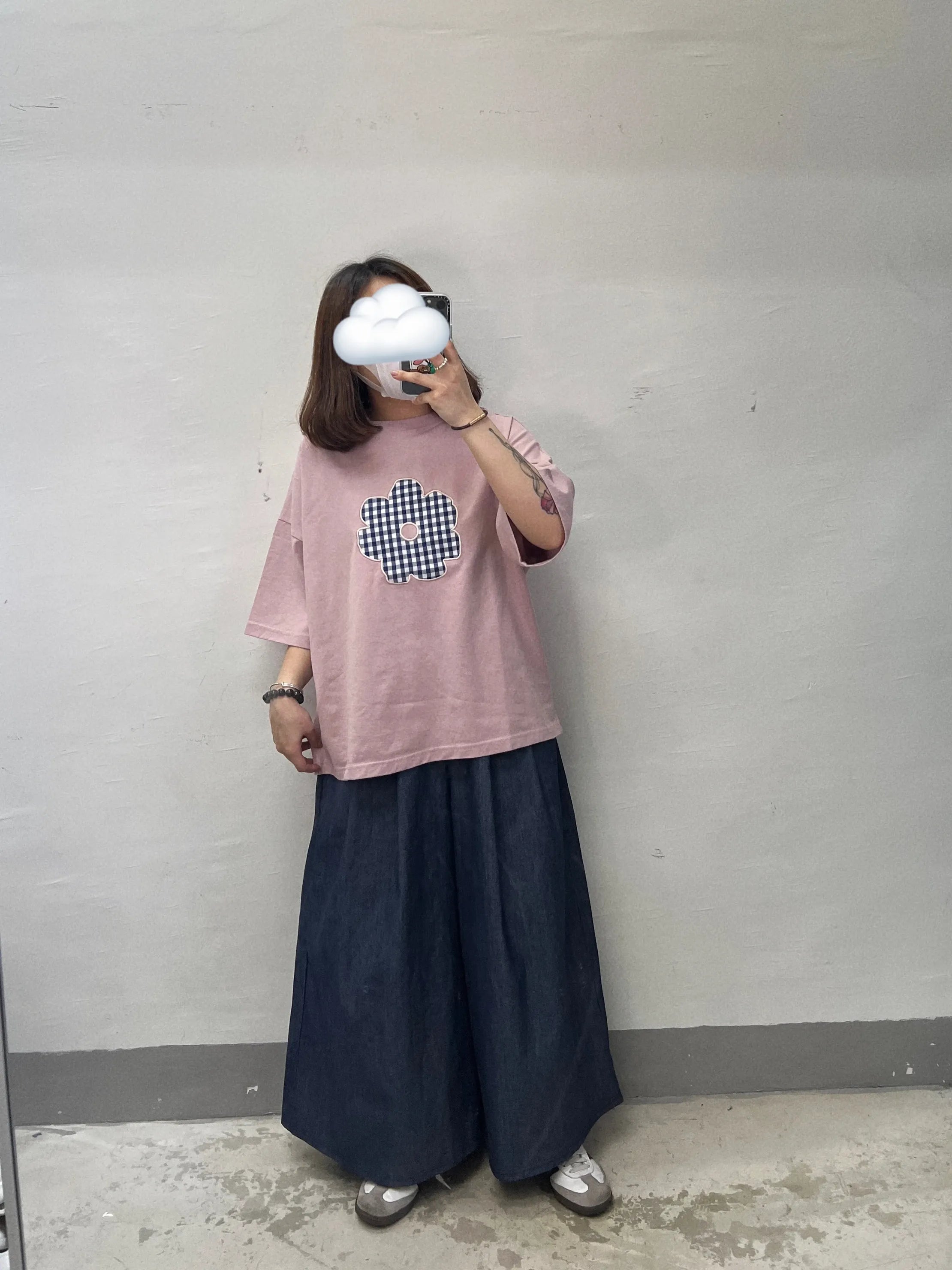 薄牛仔全橡筋腰闊裙褲