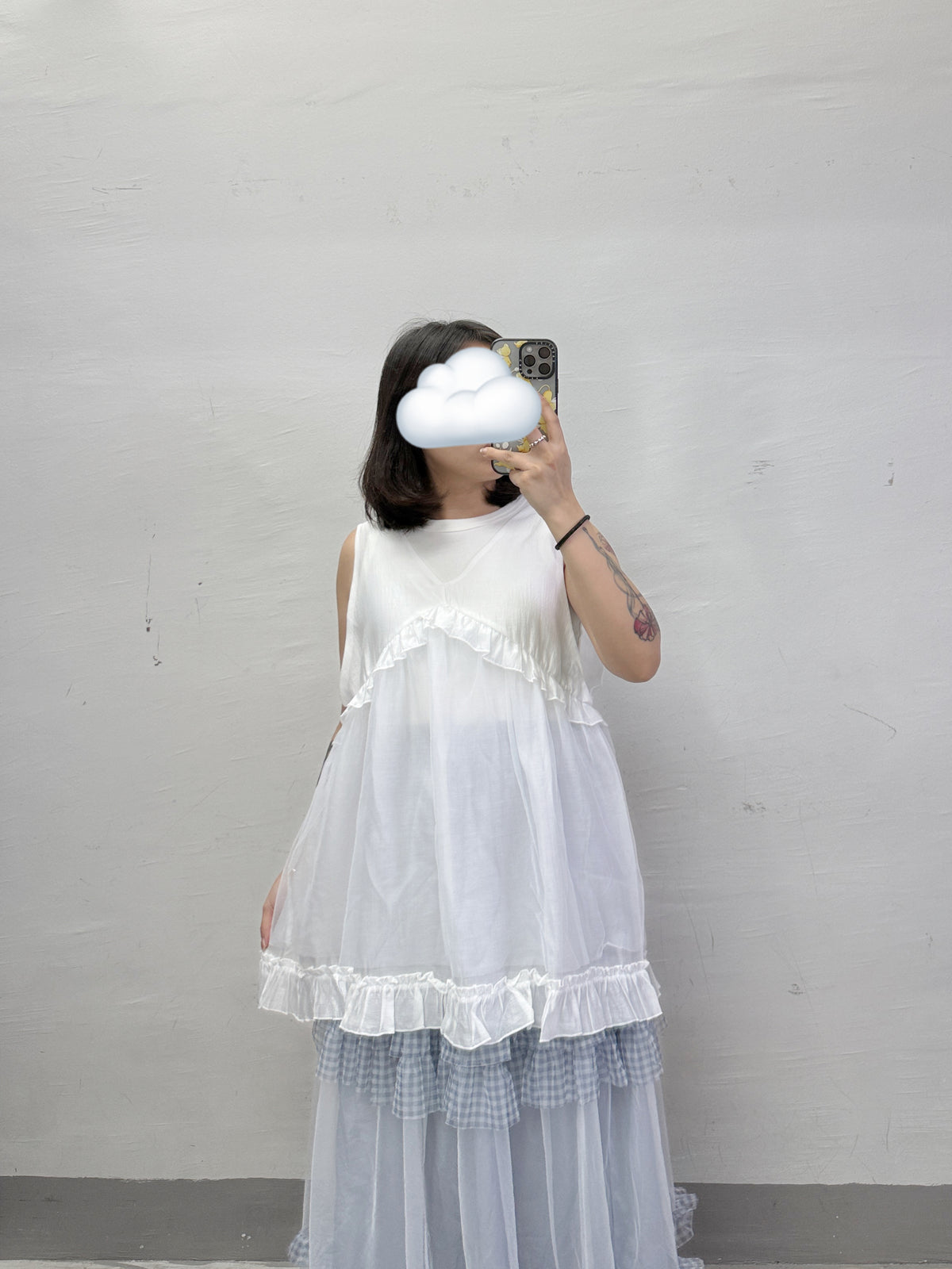 v領拼ruffle拼紗外搭丨4 col