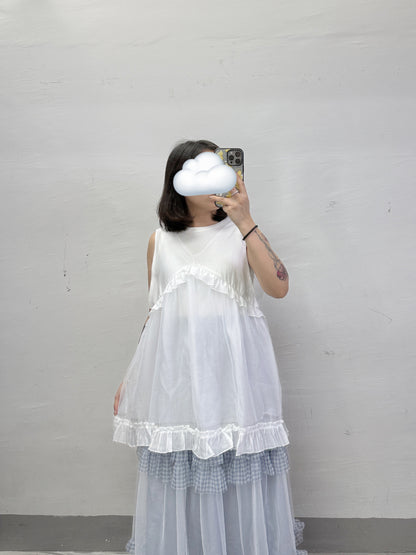 v領拼ruffle拼紗外搭丨4 col