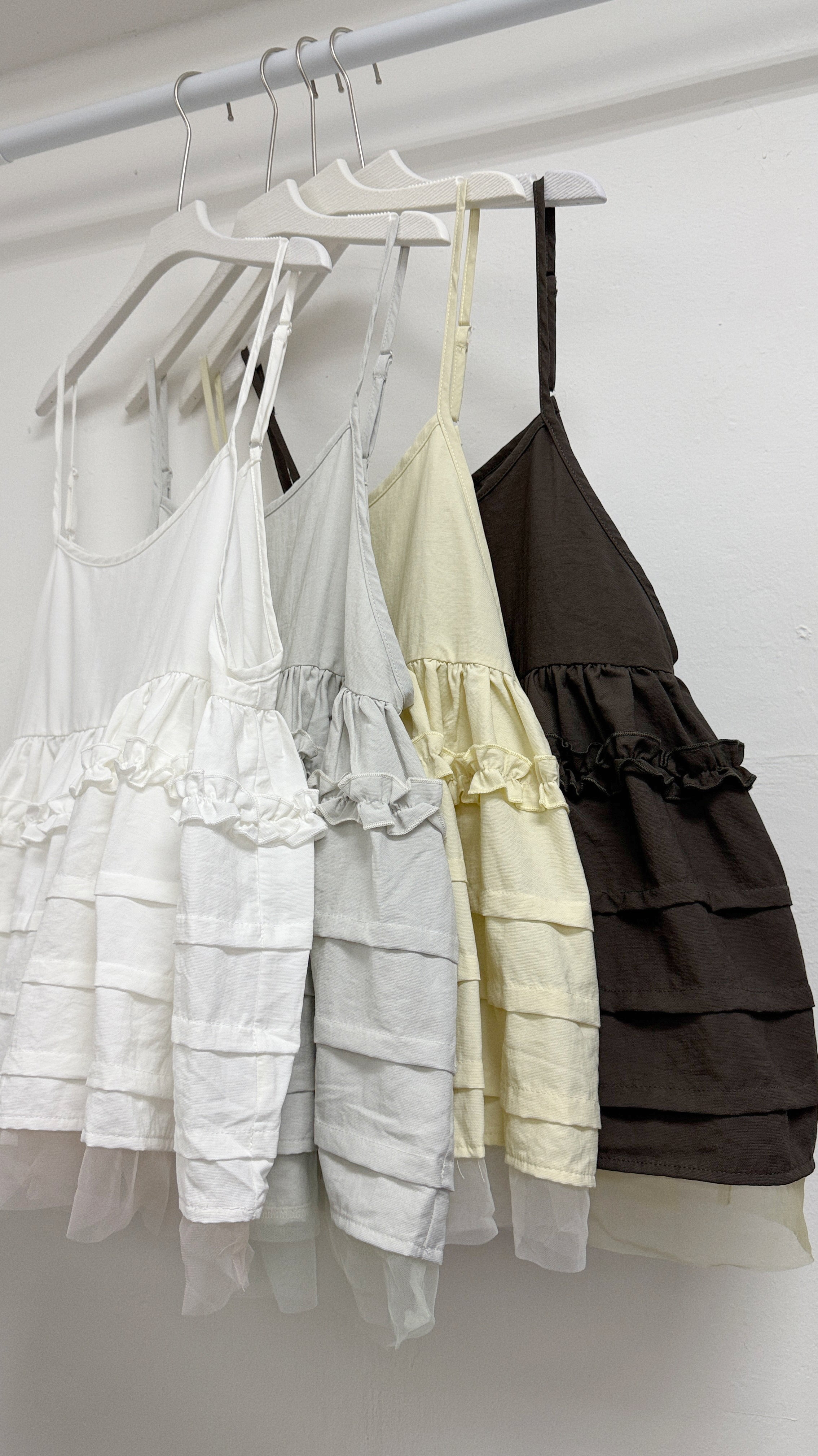 【SALE】RUFFLE邊壓折拼紗外搭丨4 col