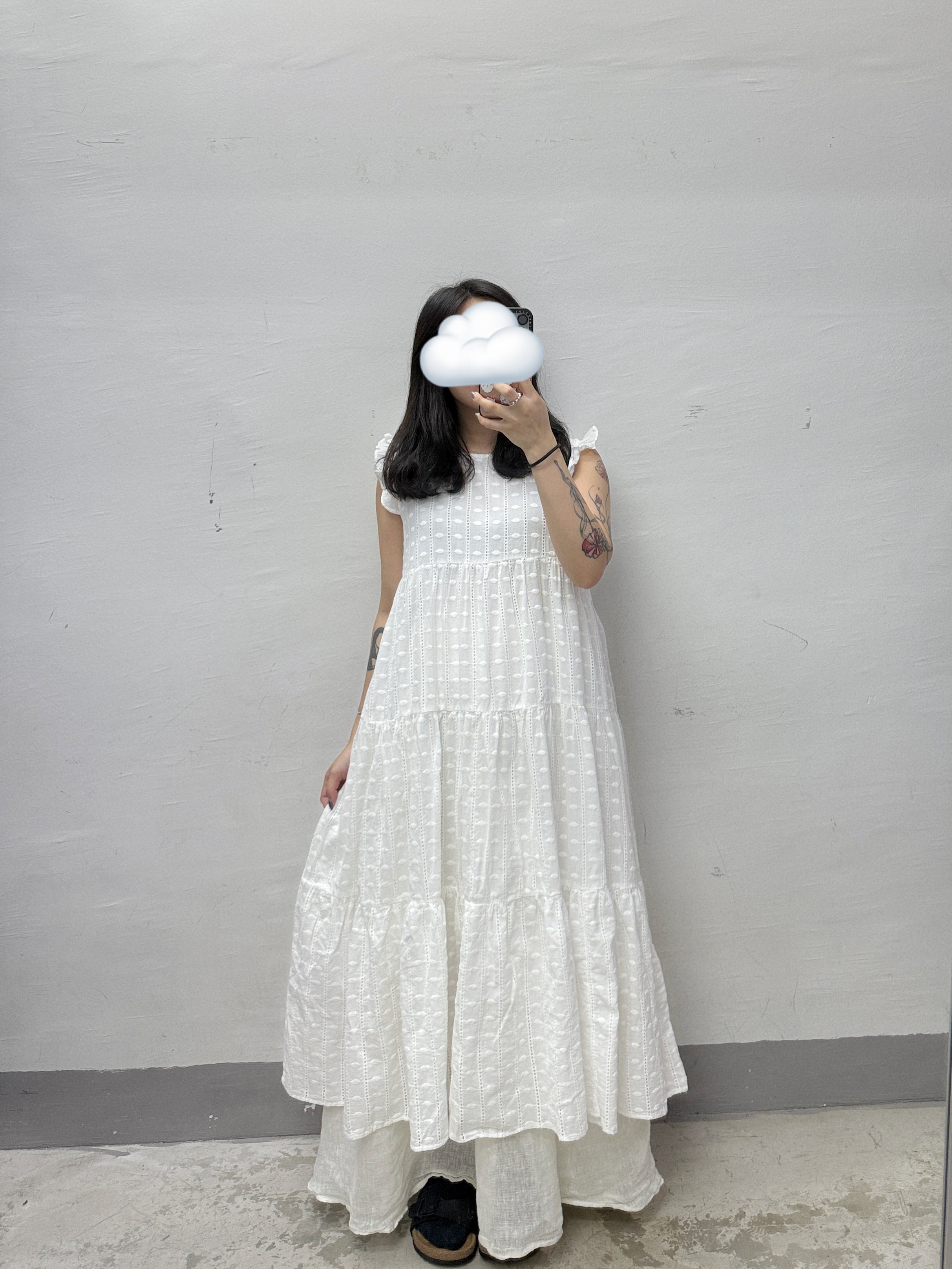 【SALE】點點紋飛飛袖ops丨灰藍 粉