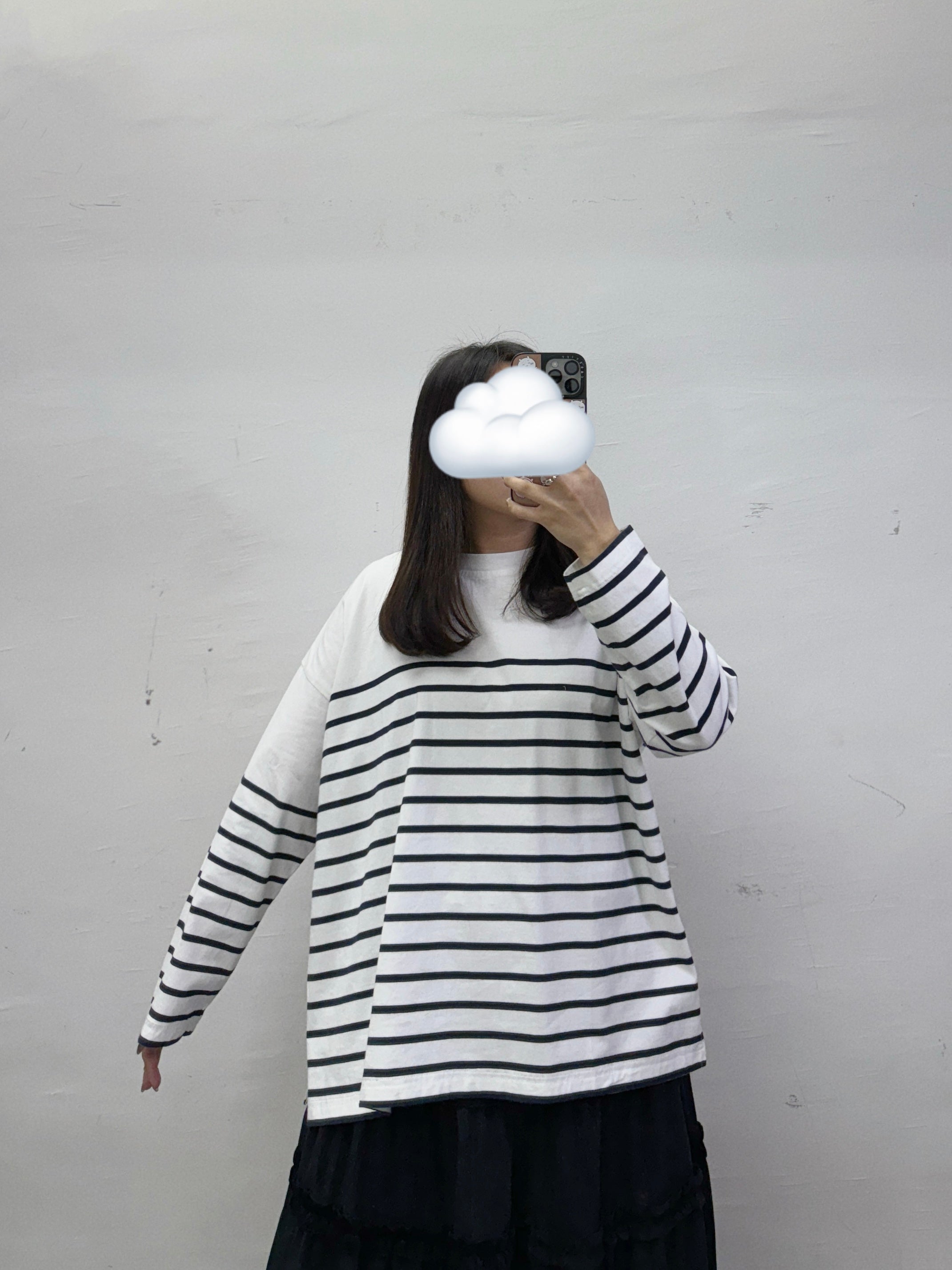 簡約側開叉條紋上衣