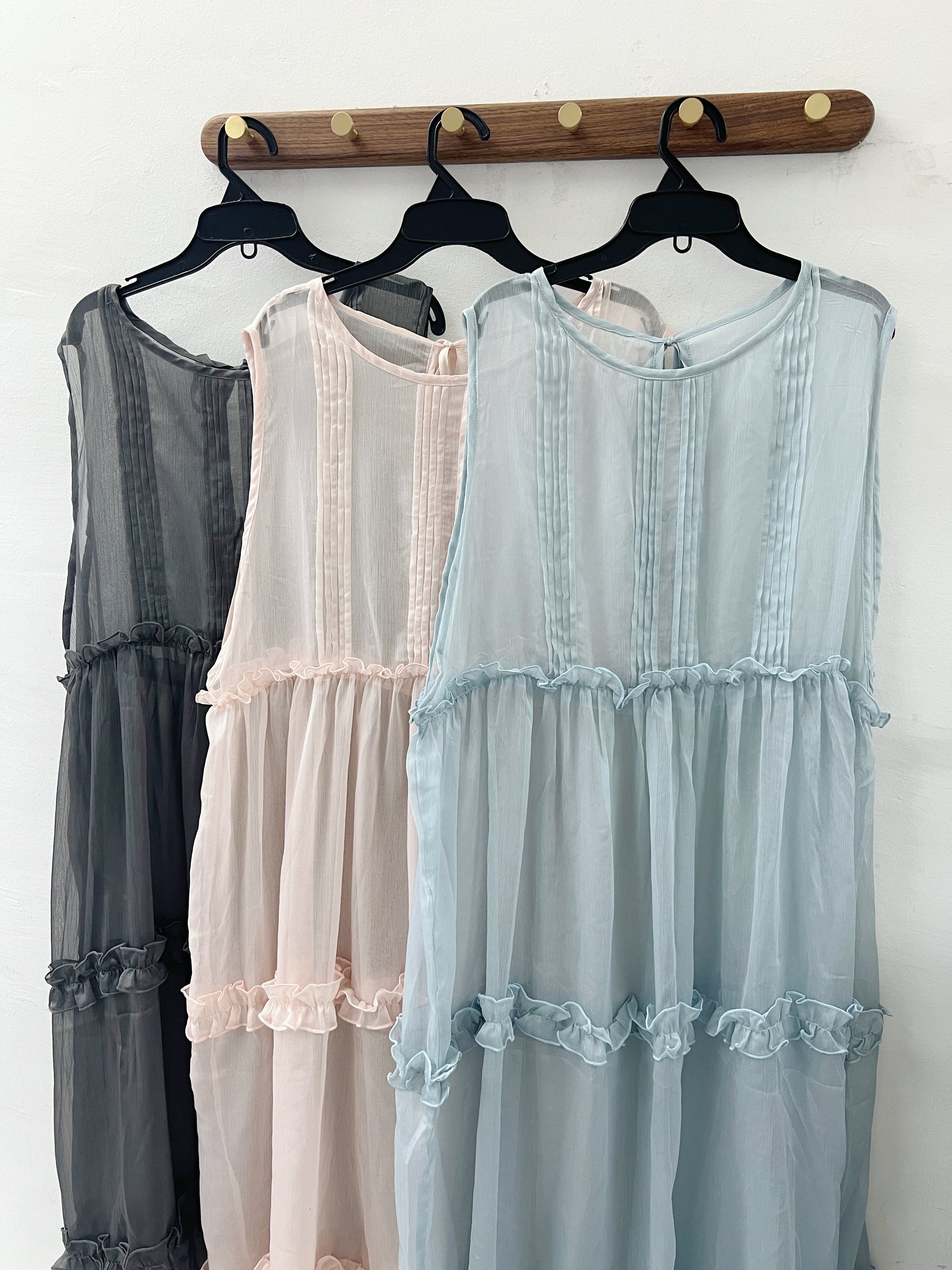 【SALE】2-way ruffle邊透紗ops｜4 col