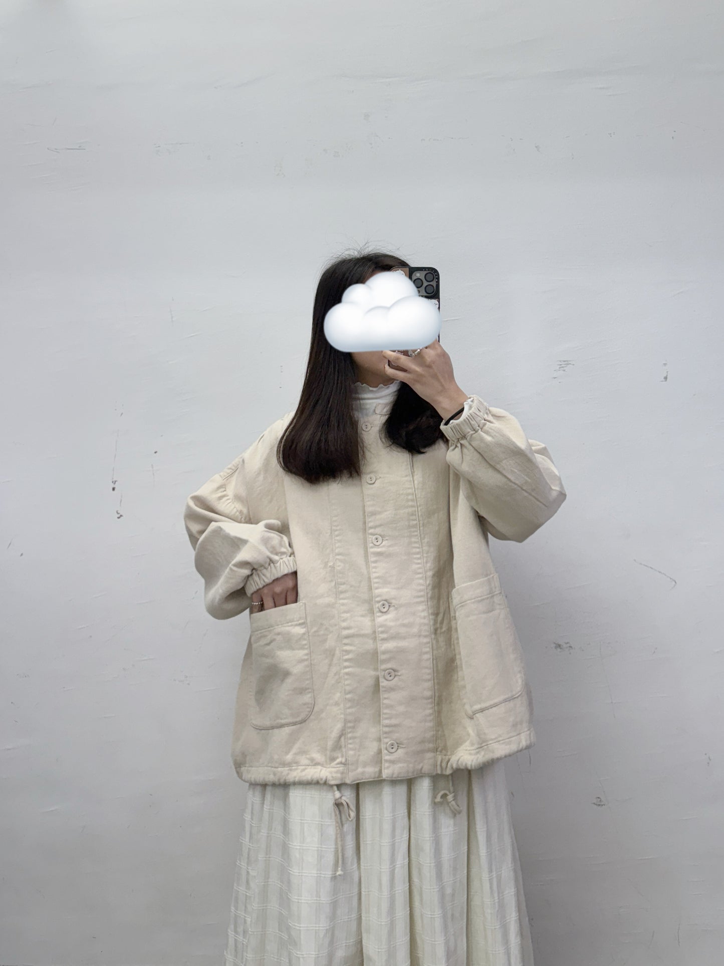 【SALE】棉料束袖口袋外套丨杏 灰