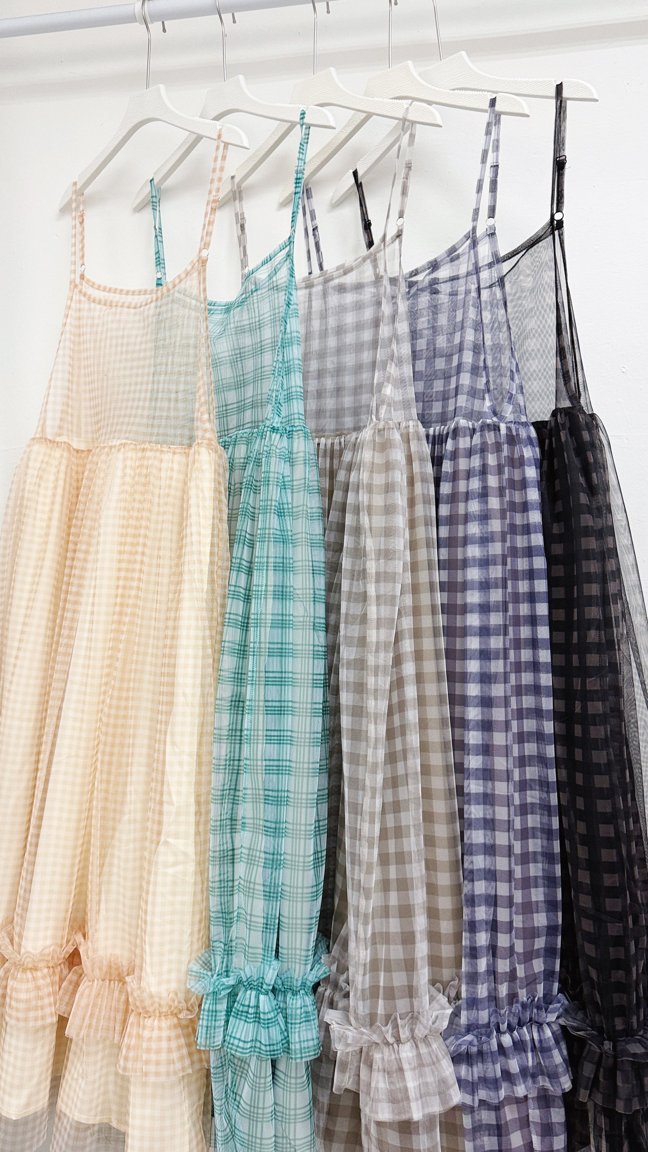 【新品優惠】紗紗格紋吊帶ops丨5 col