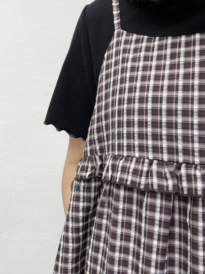 【新品優惠】格紋ruffle邊層層吊帶ops丨4 col