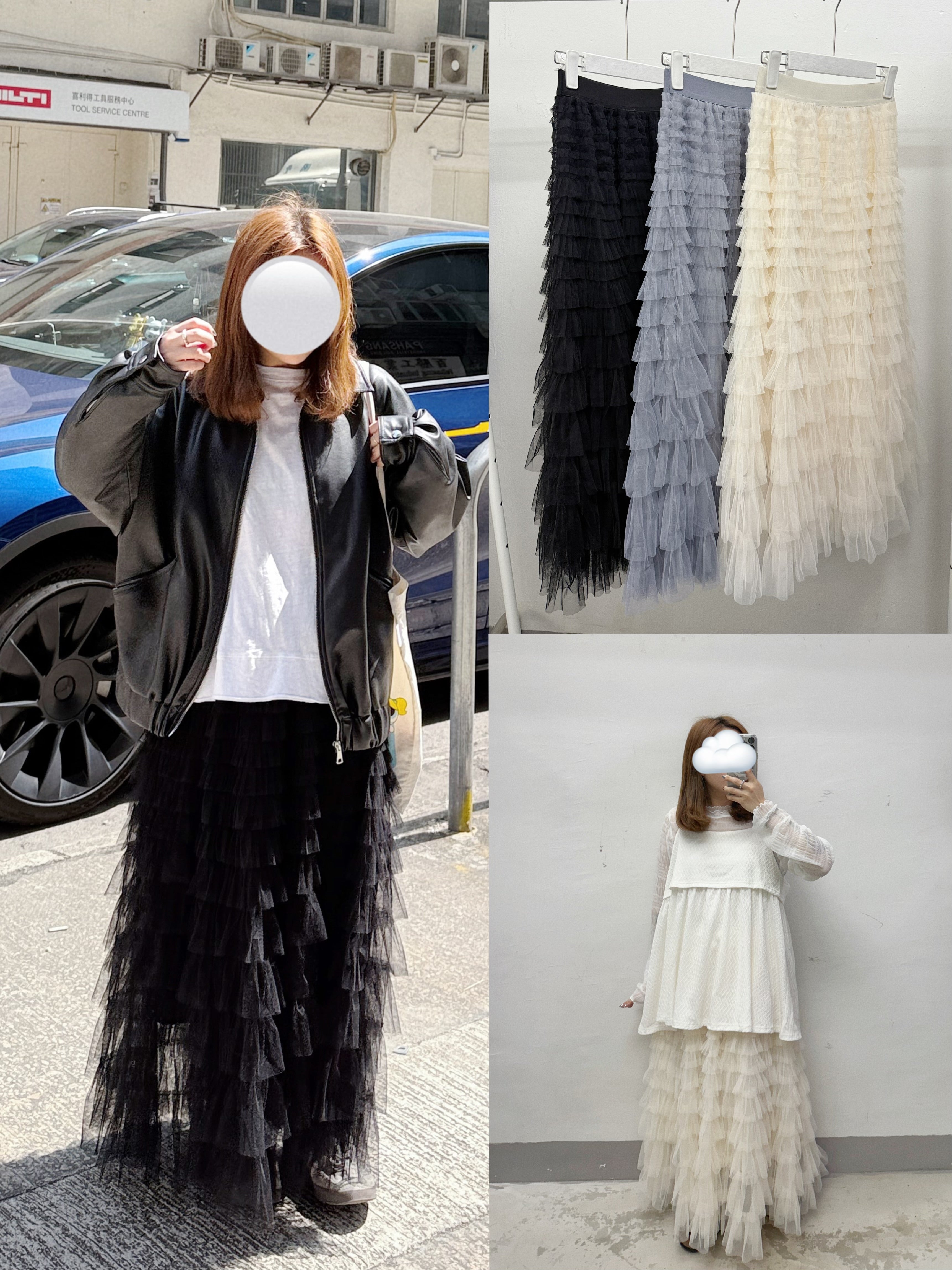 推！ruffle邊紗紗蛋糕裙｜米白