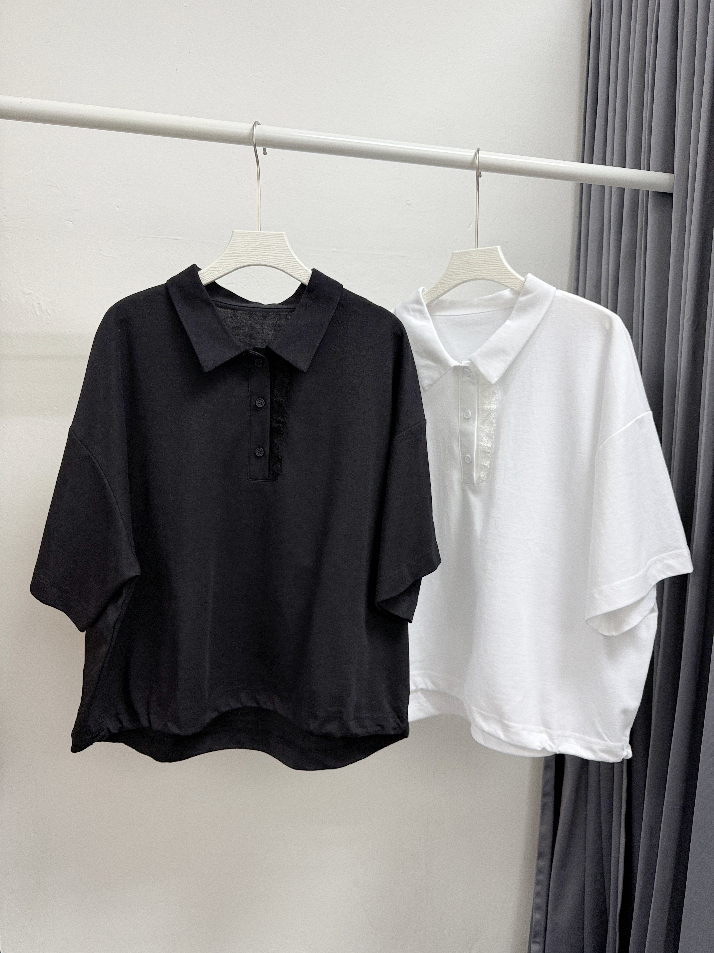 【SALE】拼lace有領top丨白
