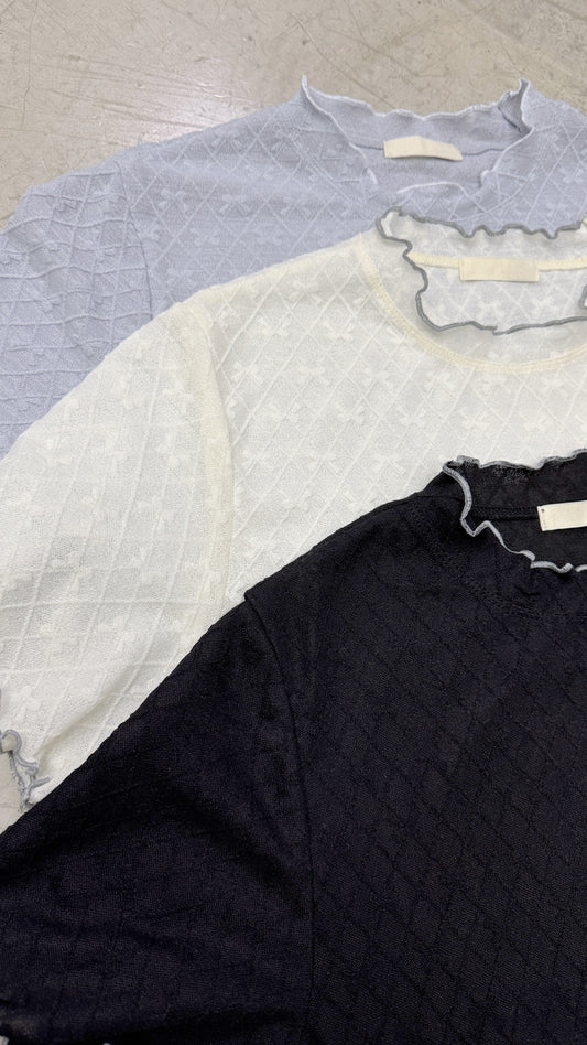 菱格蝴蝶花紋basic top丨3 col