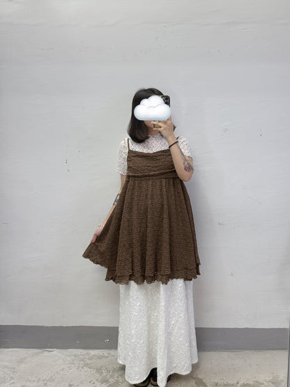 【新品優惠】lace花紋層次後綁帶吊帶外搭丨3 col