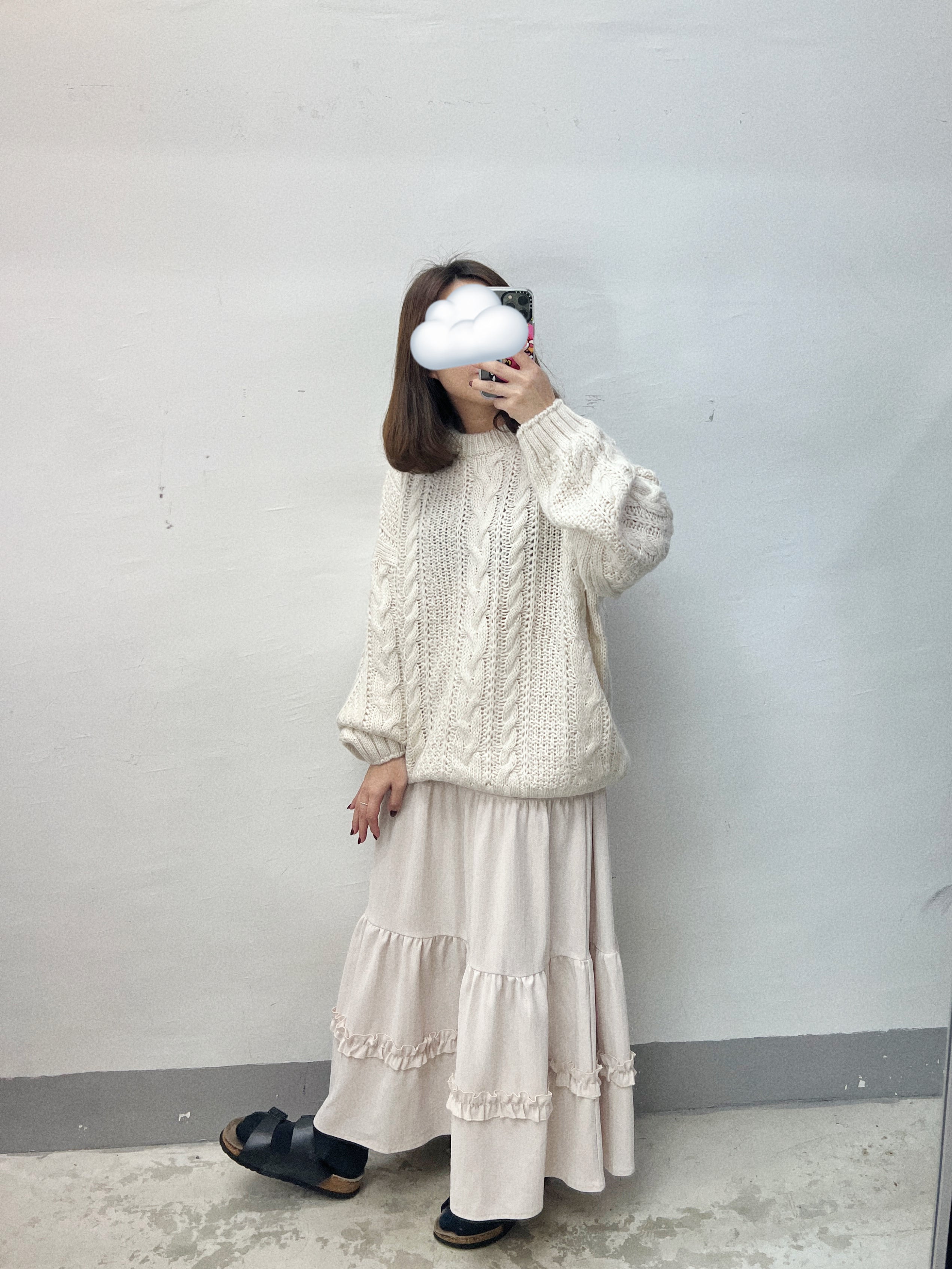 麻花紋冷衫｜米白