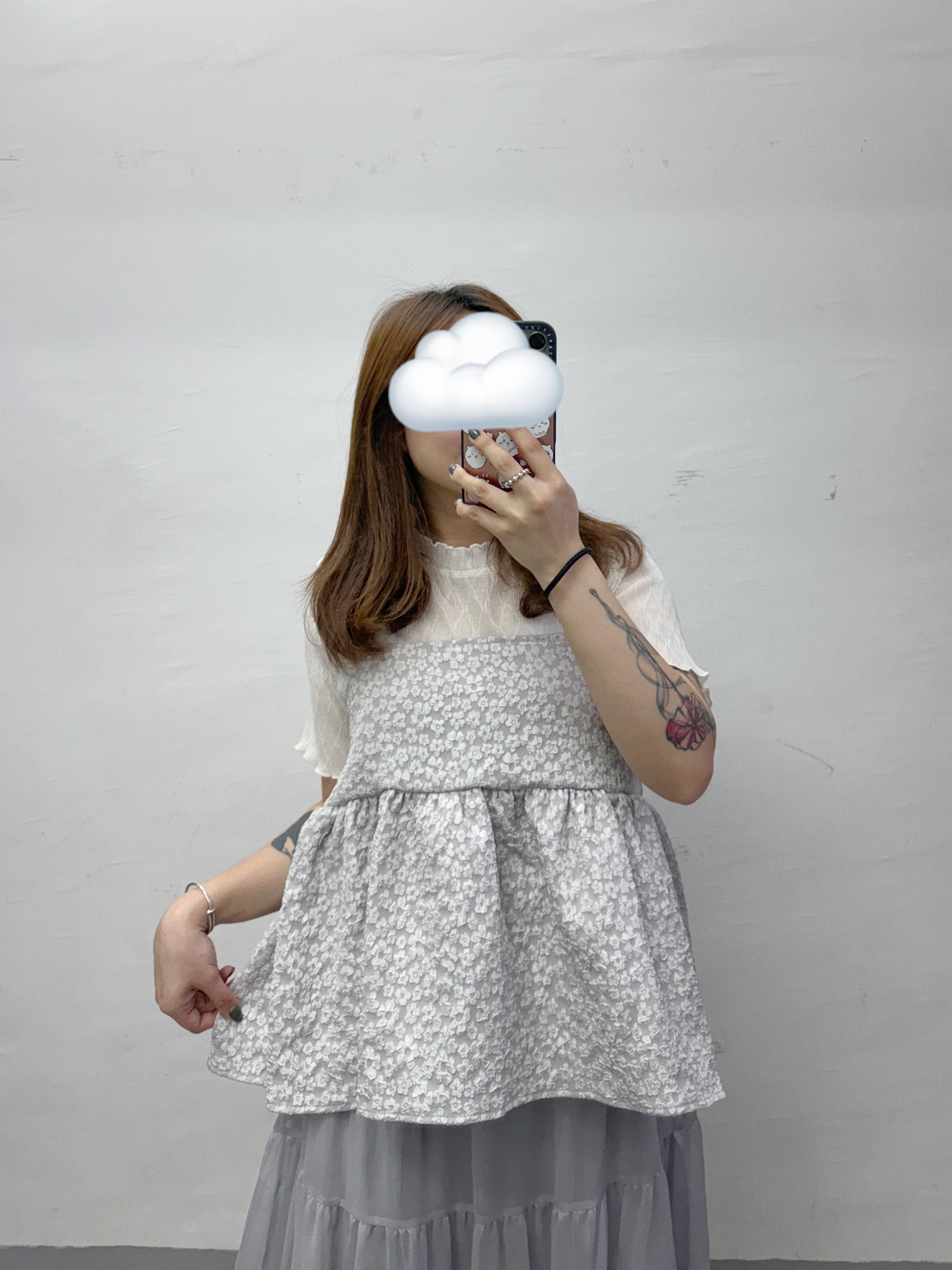 【SALE】2-way花花綁帶外搭丨奶油