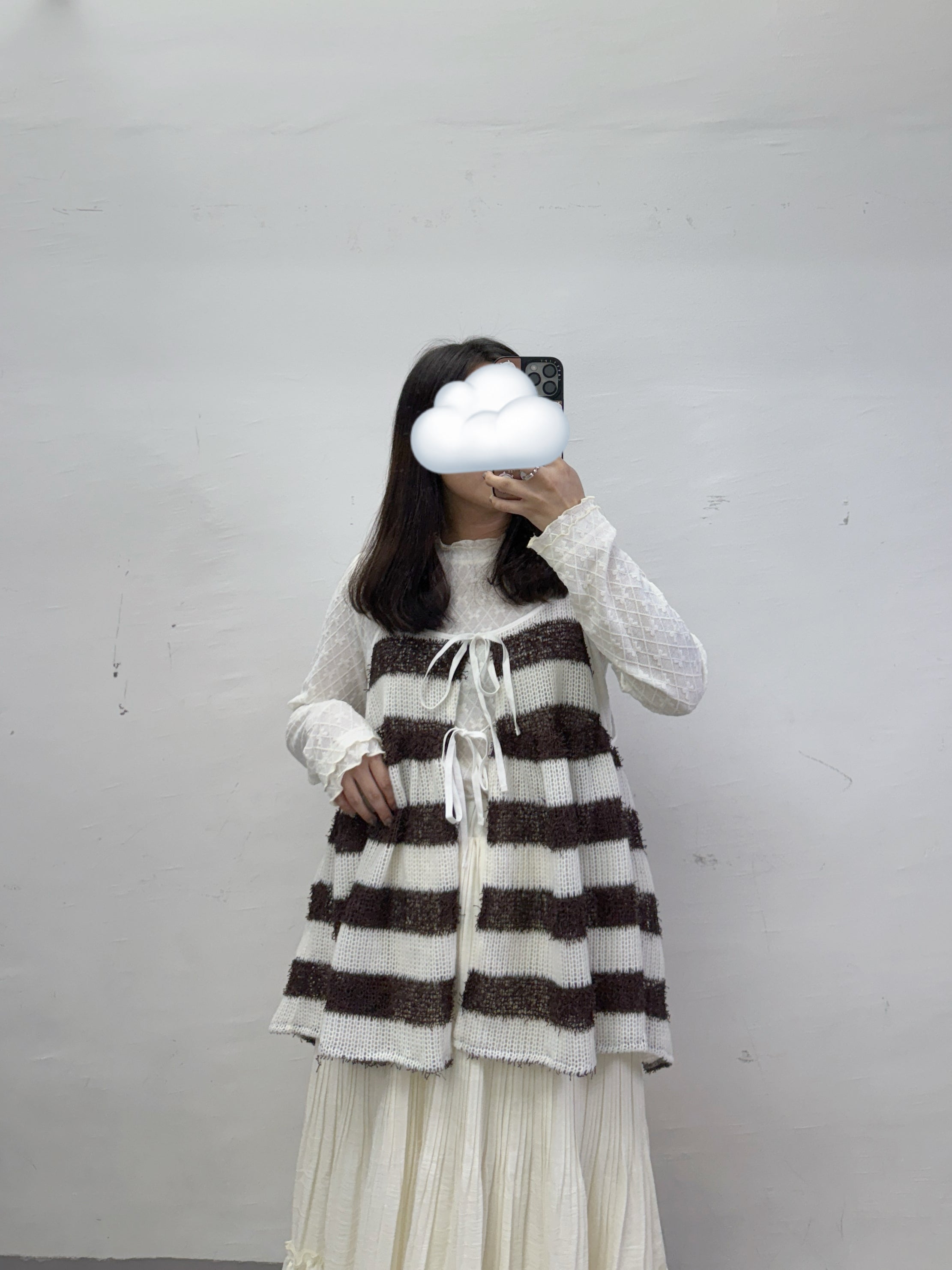 【Time Offer】拼色條紋針織綁帶外搭丨 3 col