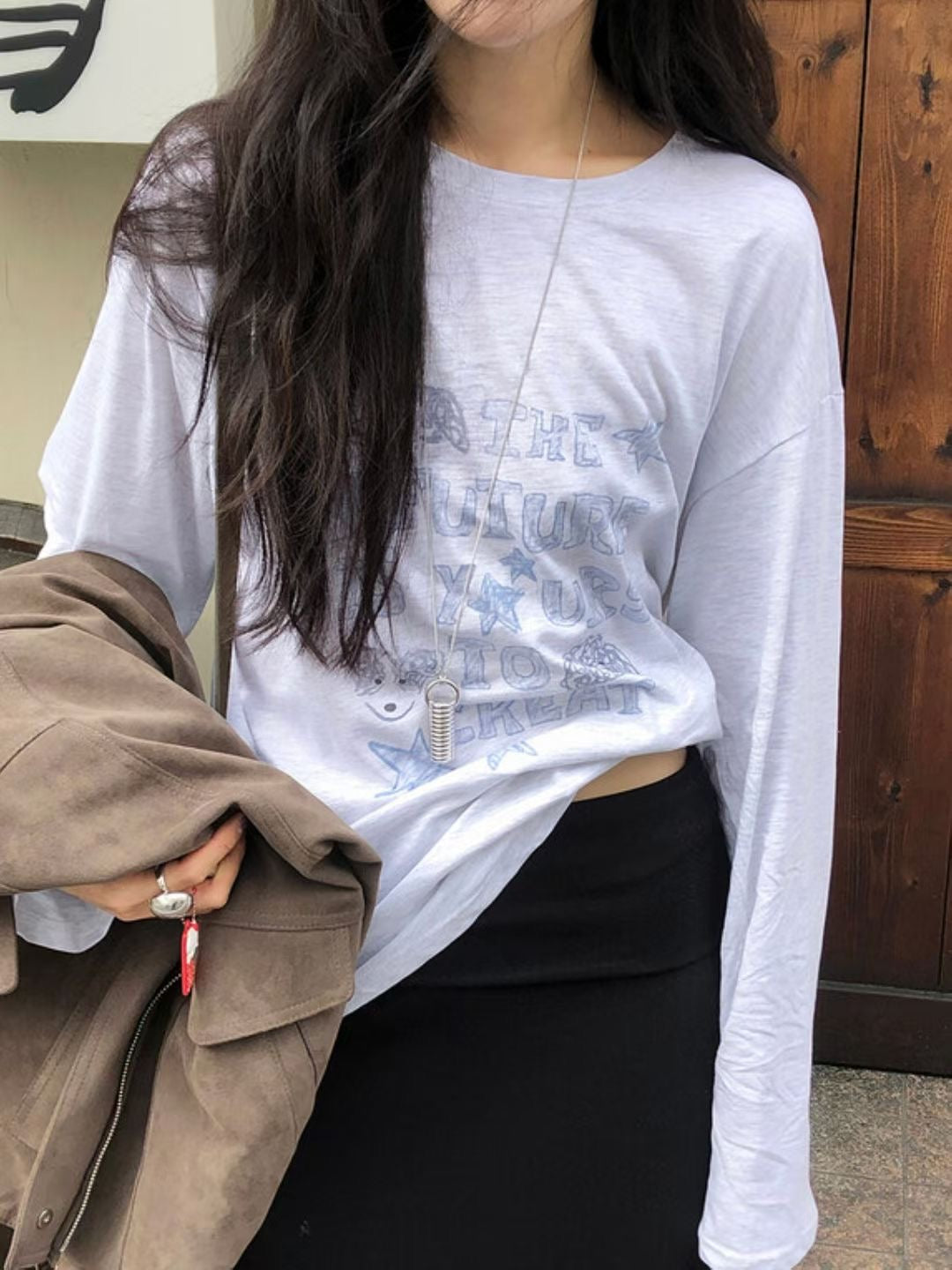 可愛狗狗文字print top丨2 col