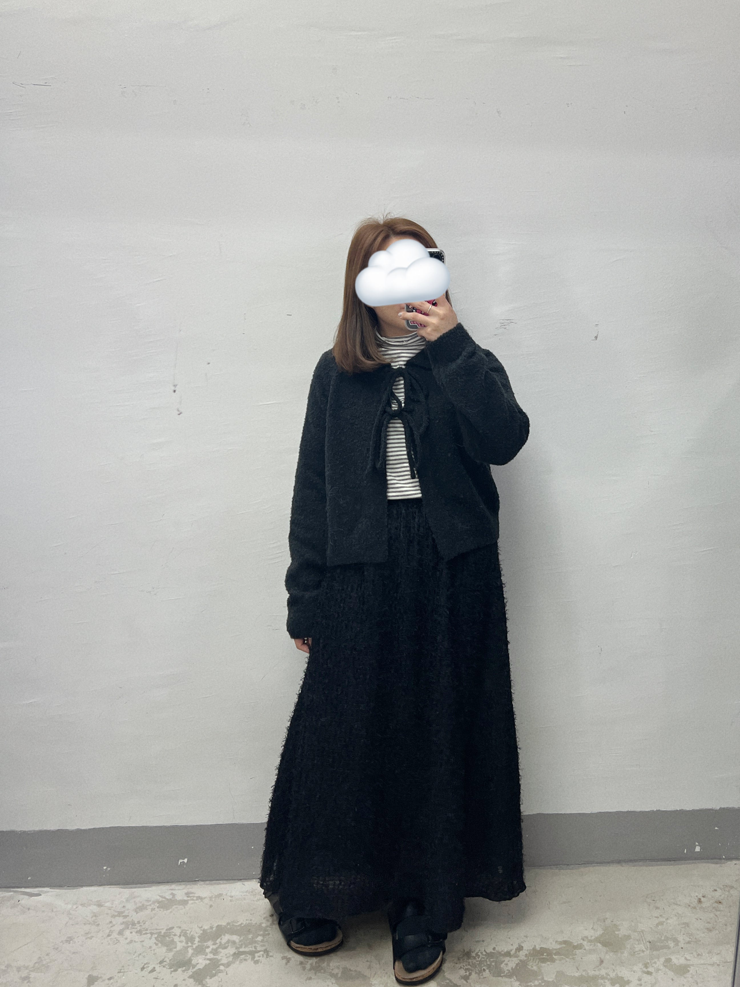 蘇蘇暗格紋半身裙｜米白