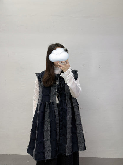 流蘇可拆娃娃領格紋外搭丨4 col