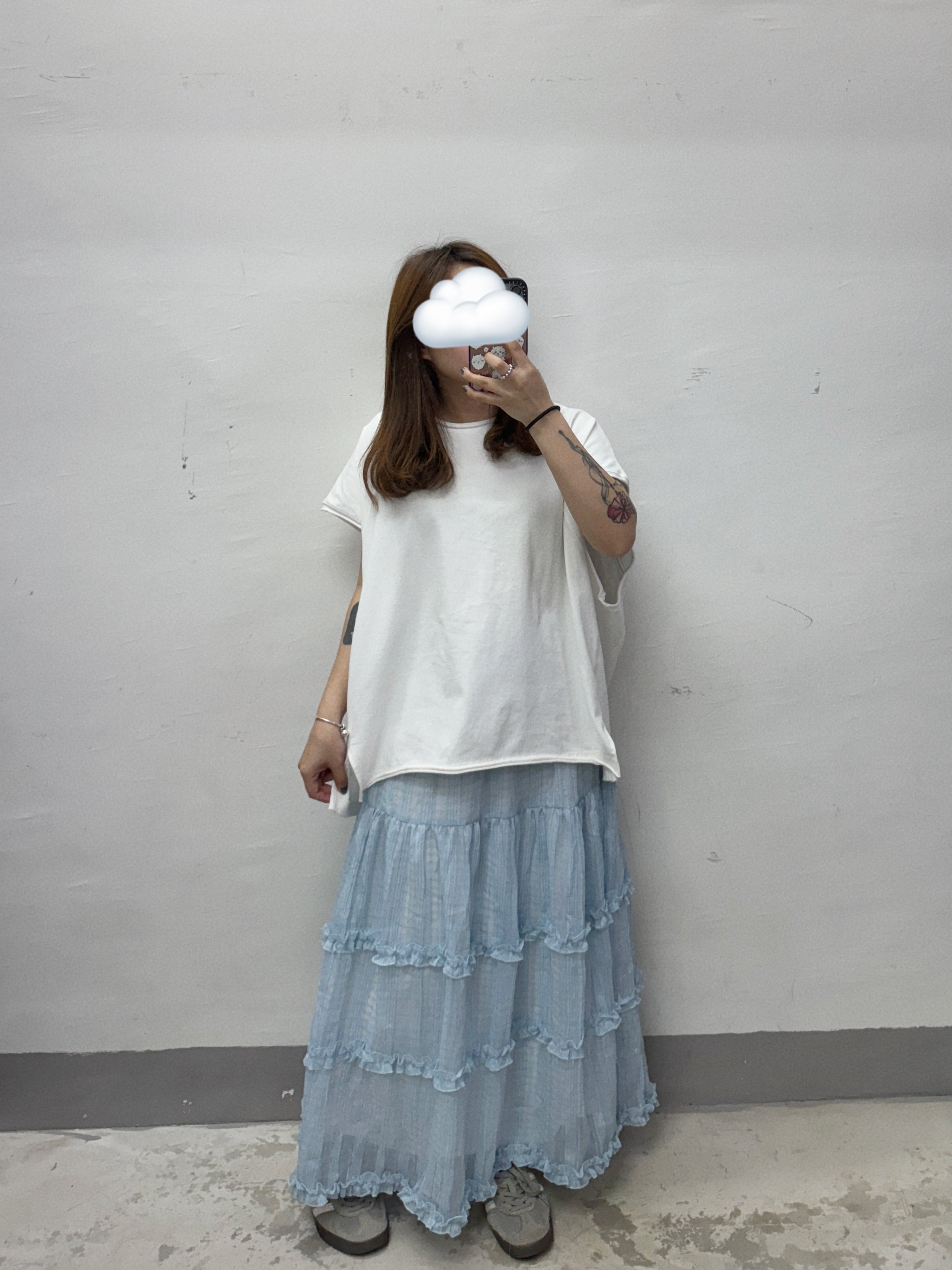 【SALE】透紗格紋ruffle邊半身裙丨4 col