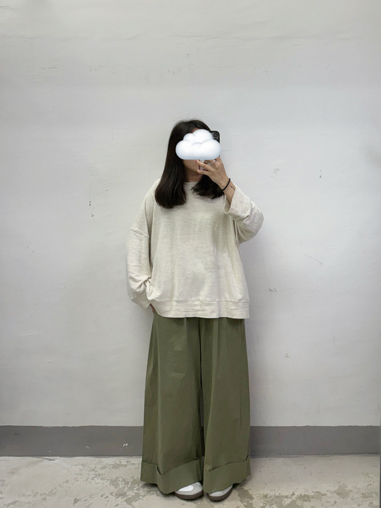 嗦嗦料褶腳闊褲丨軍綠 卡其