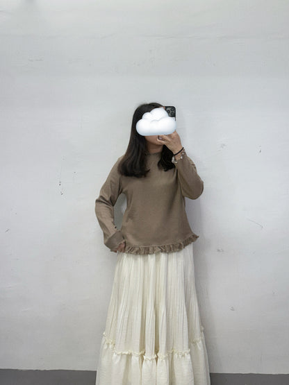 【SALE】下擺ruffle邊basic top丨啡