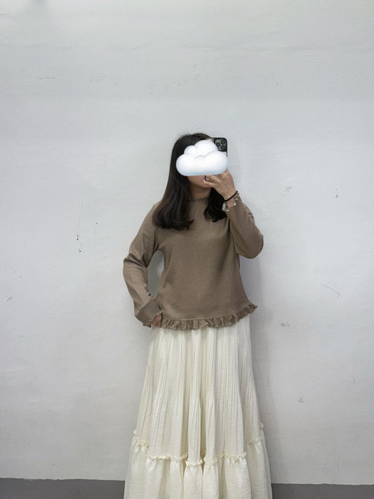 【SALE】下擺ruffle邊basic top丨啡