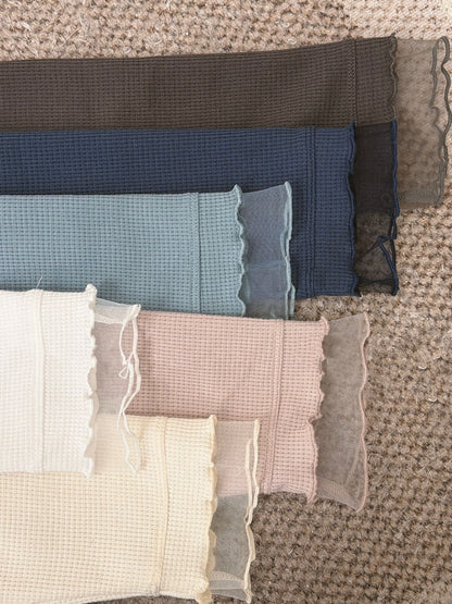 【新品優惠】袖口拼紗窩夫格紋打底top丨6 col