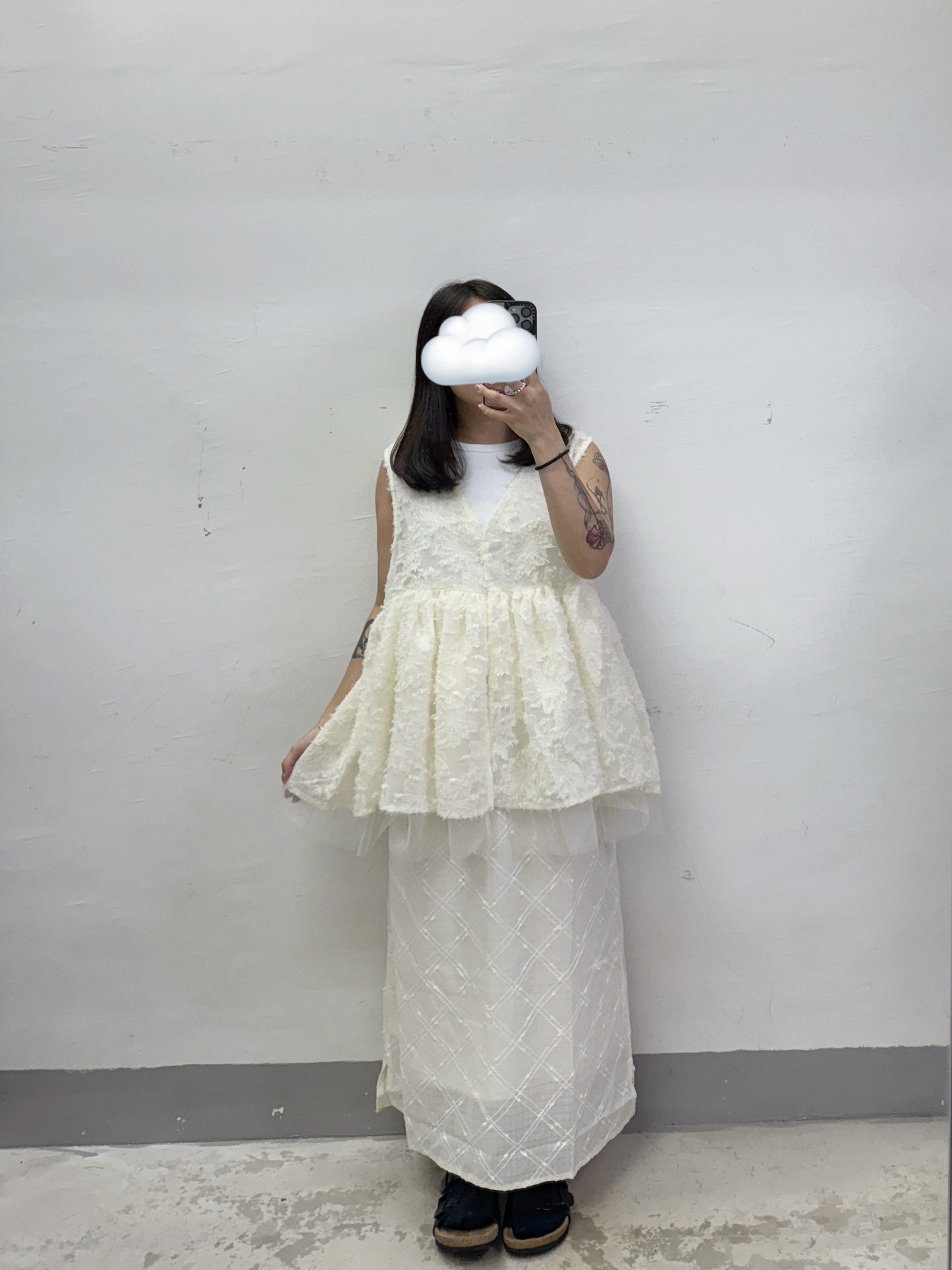 【SALE】蘇蘇花紋拼紗外搭丨紫 粉