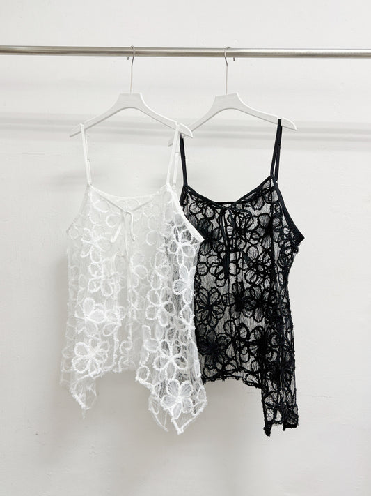 閃閃花紋綁帶透紗外搭丨2 col