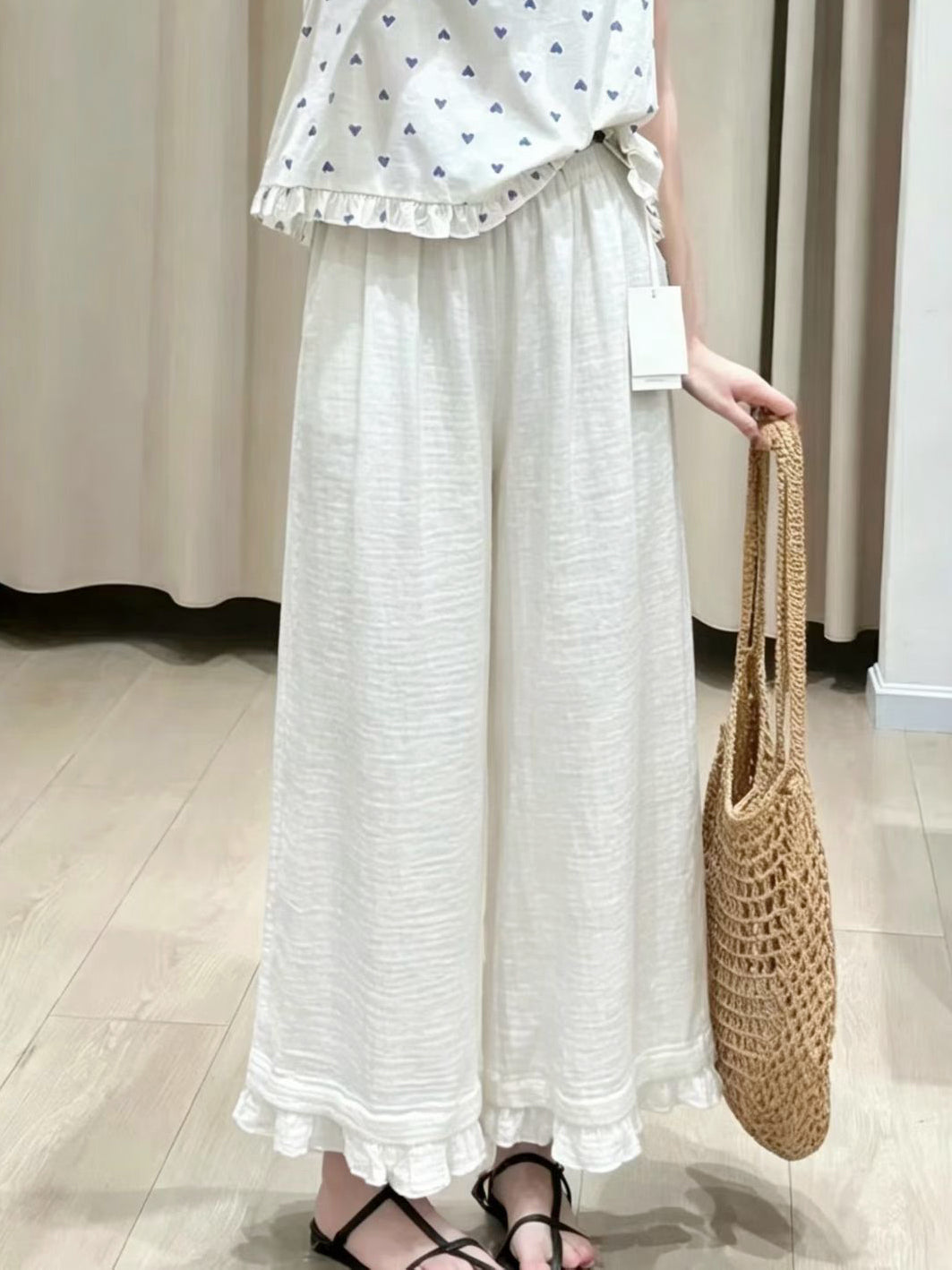 【新品優惠】下擺ruffle邊bb棉闊褲丨3 col