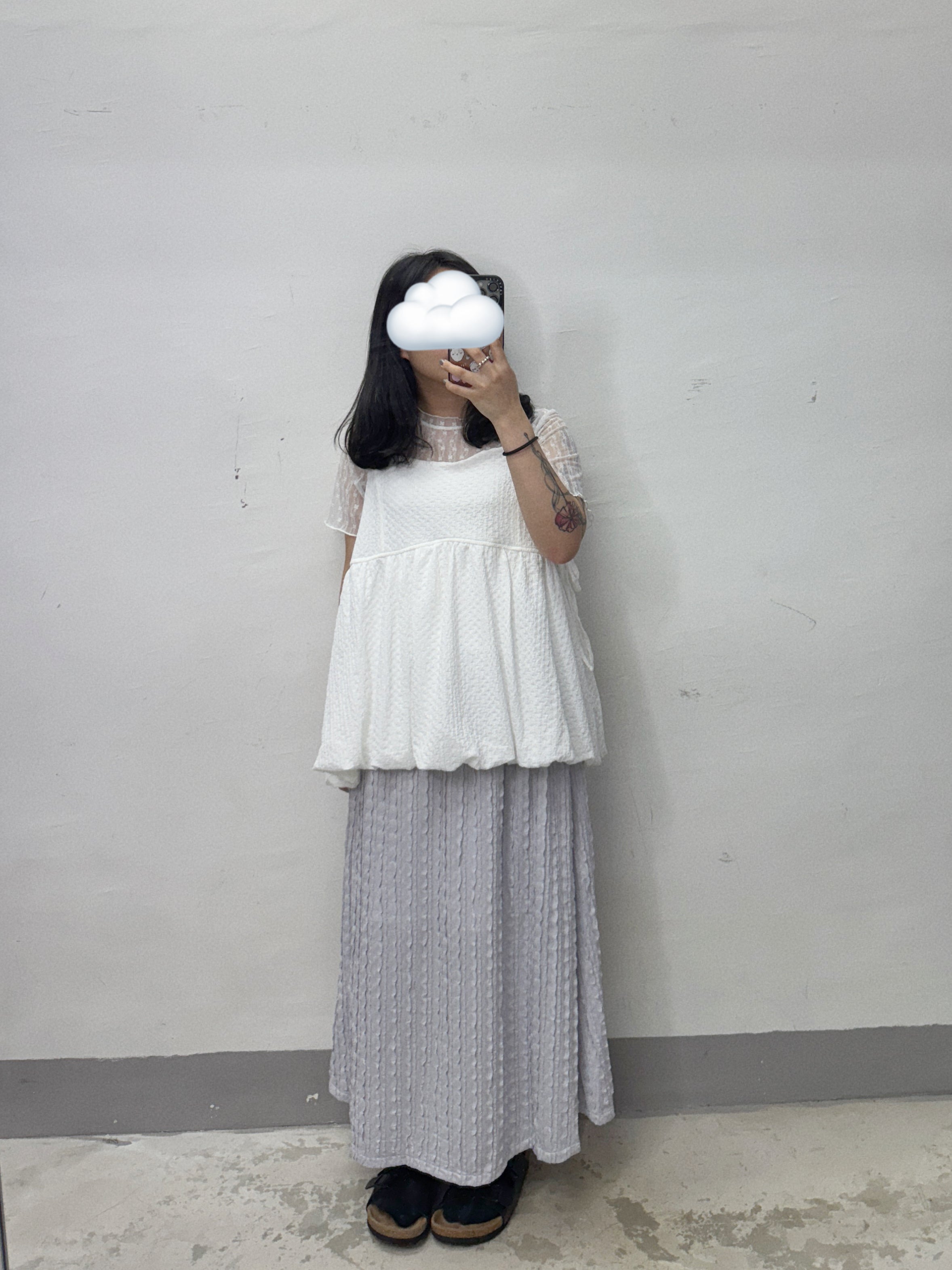 【SALE】暗紋側綁帶微泡型外搭丨綠