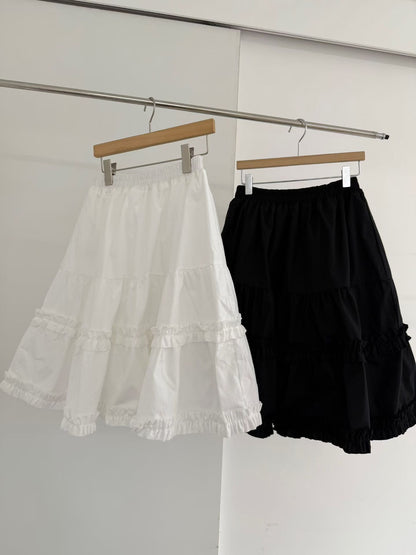 ruffle邊中長半身裙丨2 col