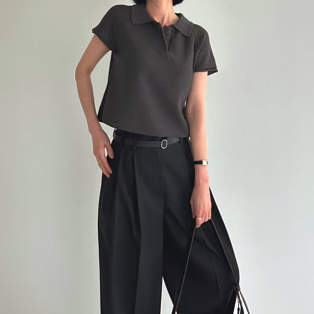 【SALE】通爽針織有領top丨黑