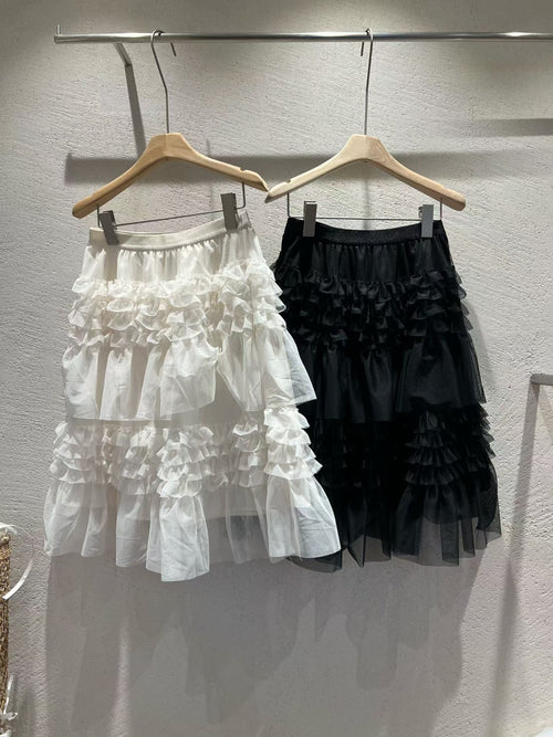 【新品優惠】ruffle紗紗中長蛋糕裙丨2 col