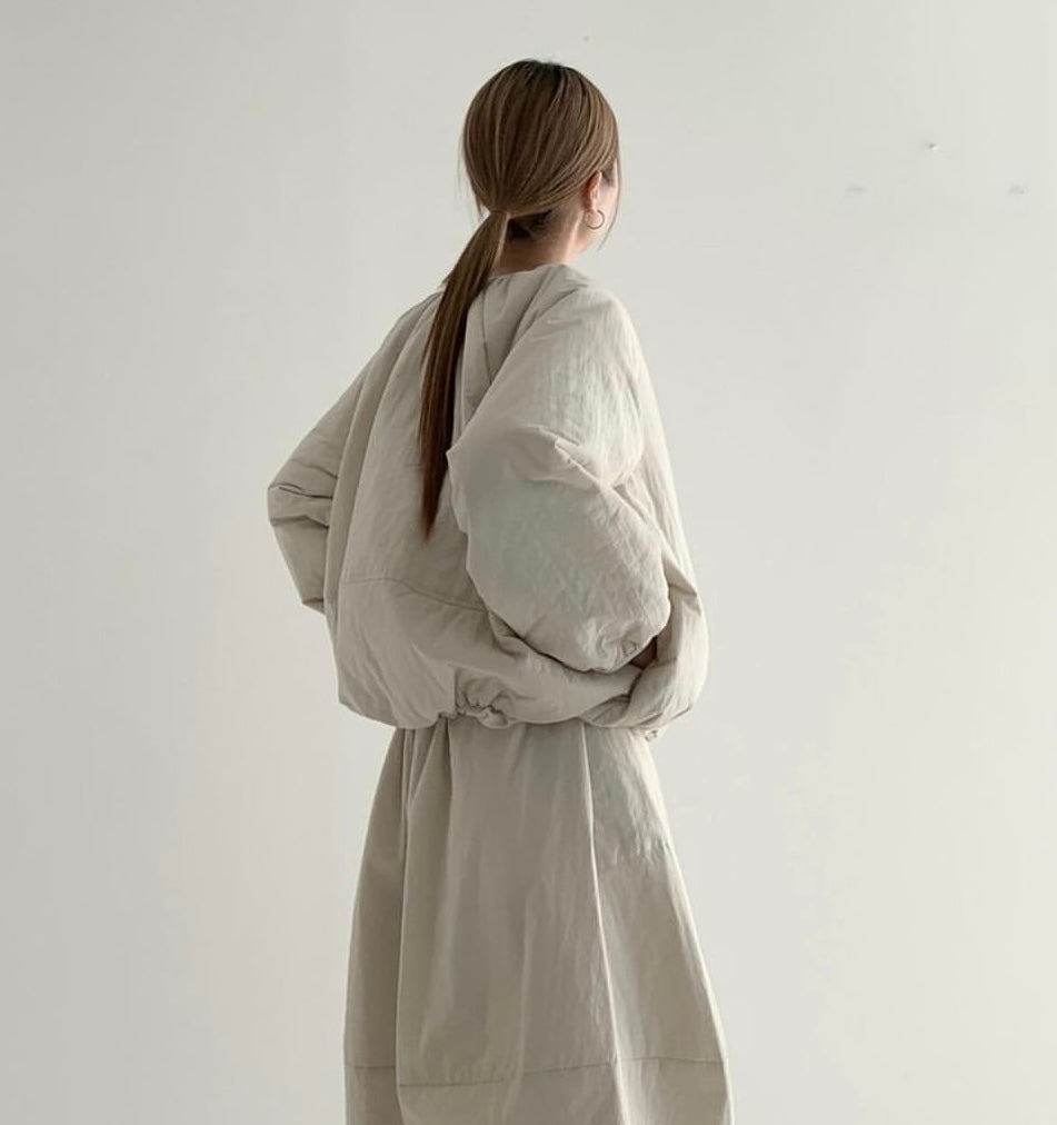【SALE】泡泡型夾棉外套｜米白