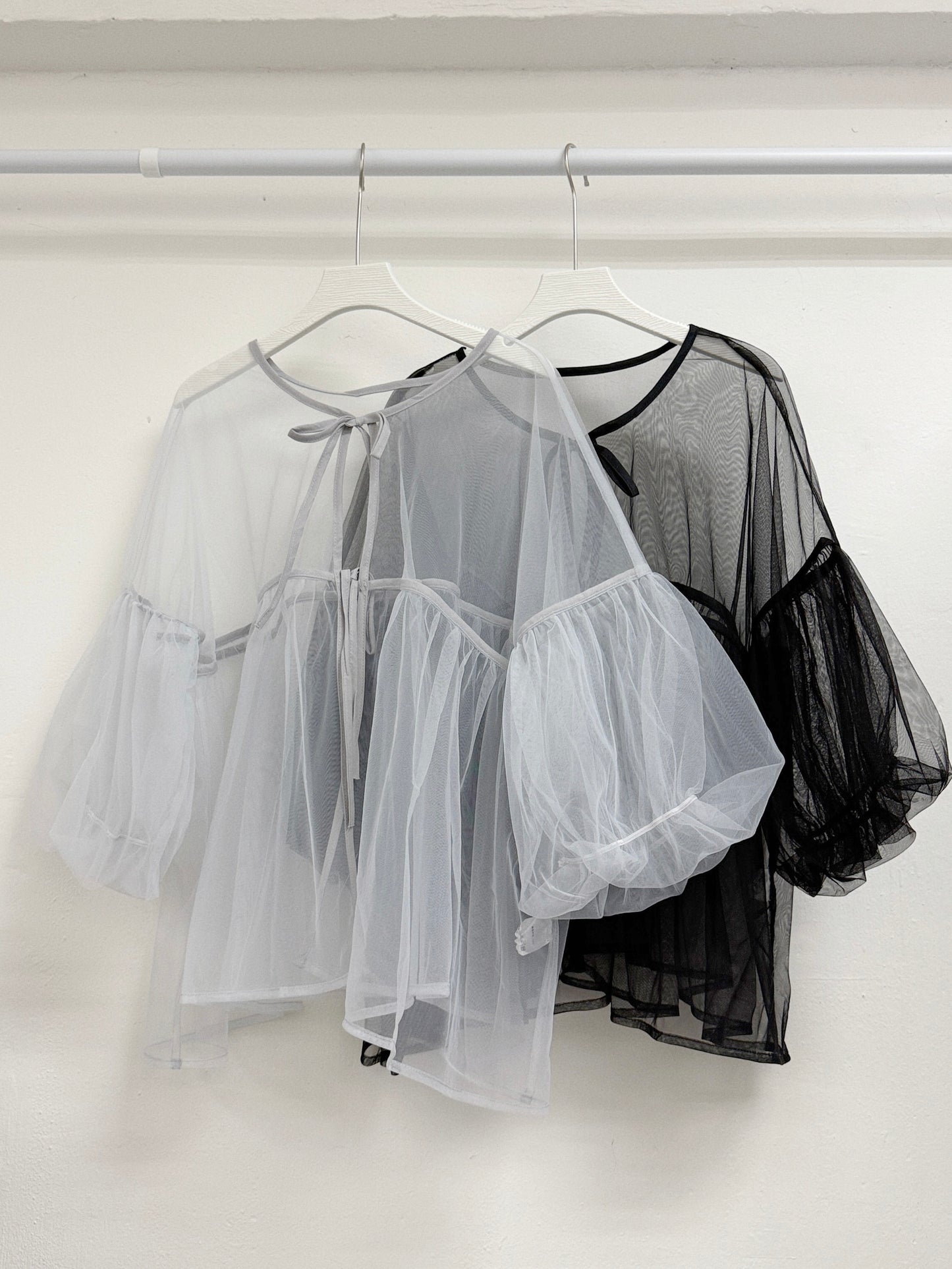 泡泡袖綁帶紗外搭丨2 col