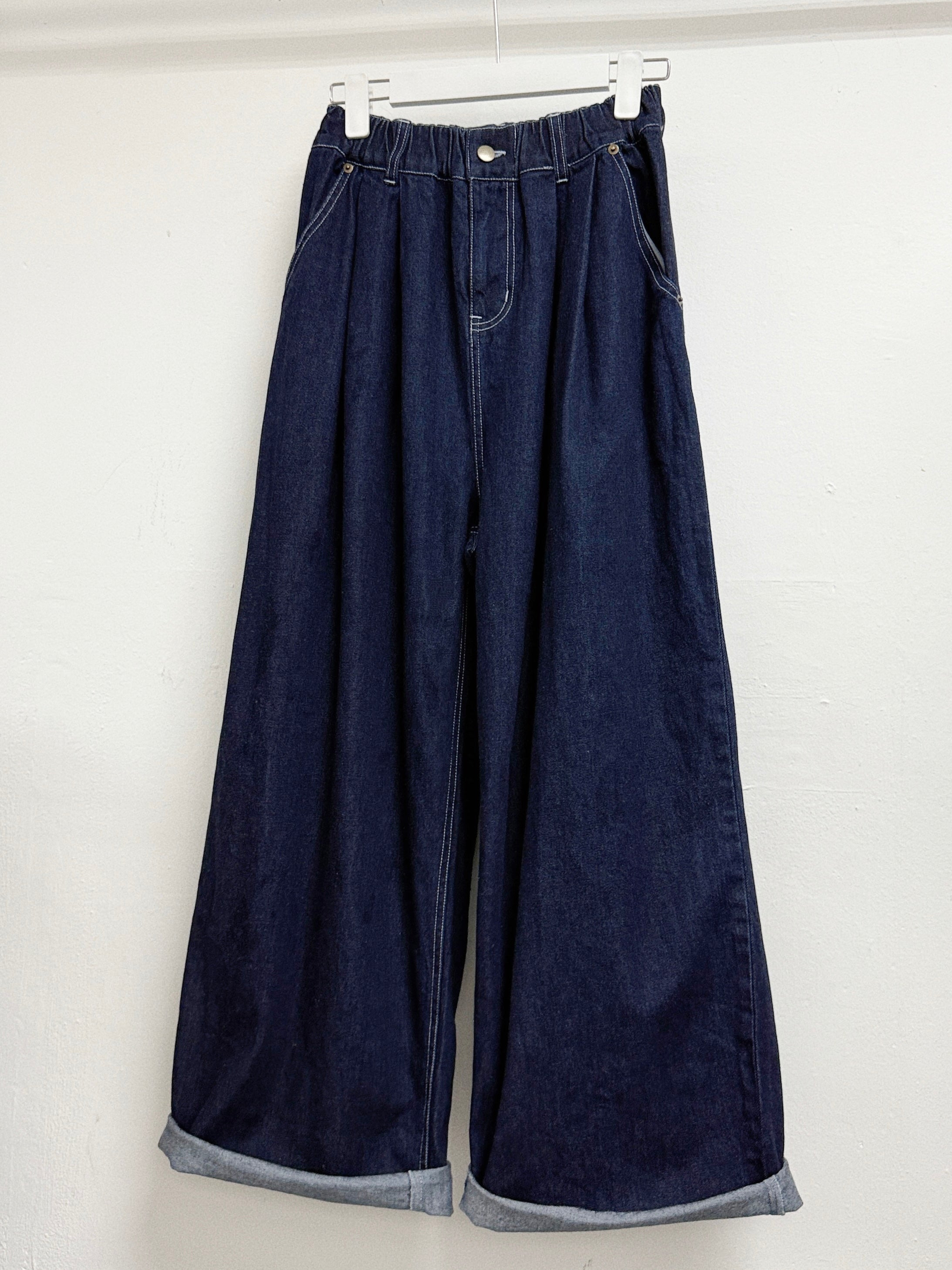 全橡筋牛仔闊褲