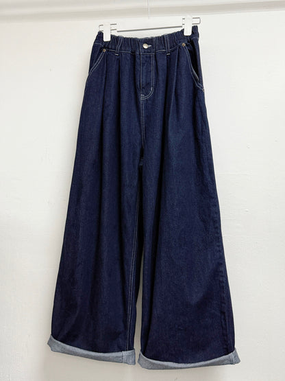 全橡筋牛仔闊褲